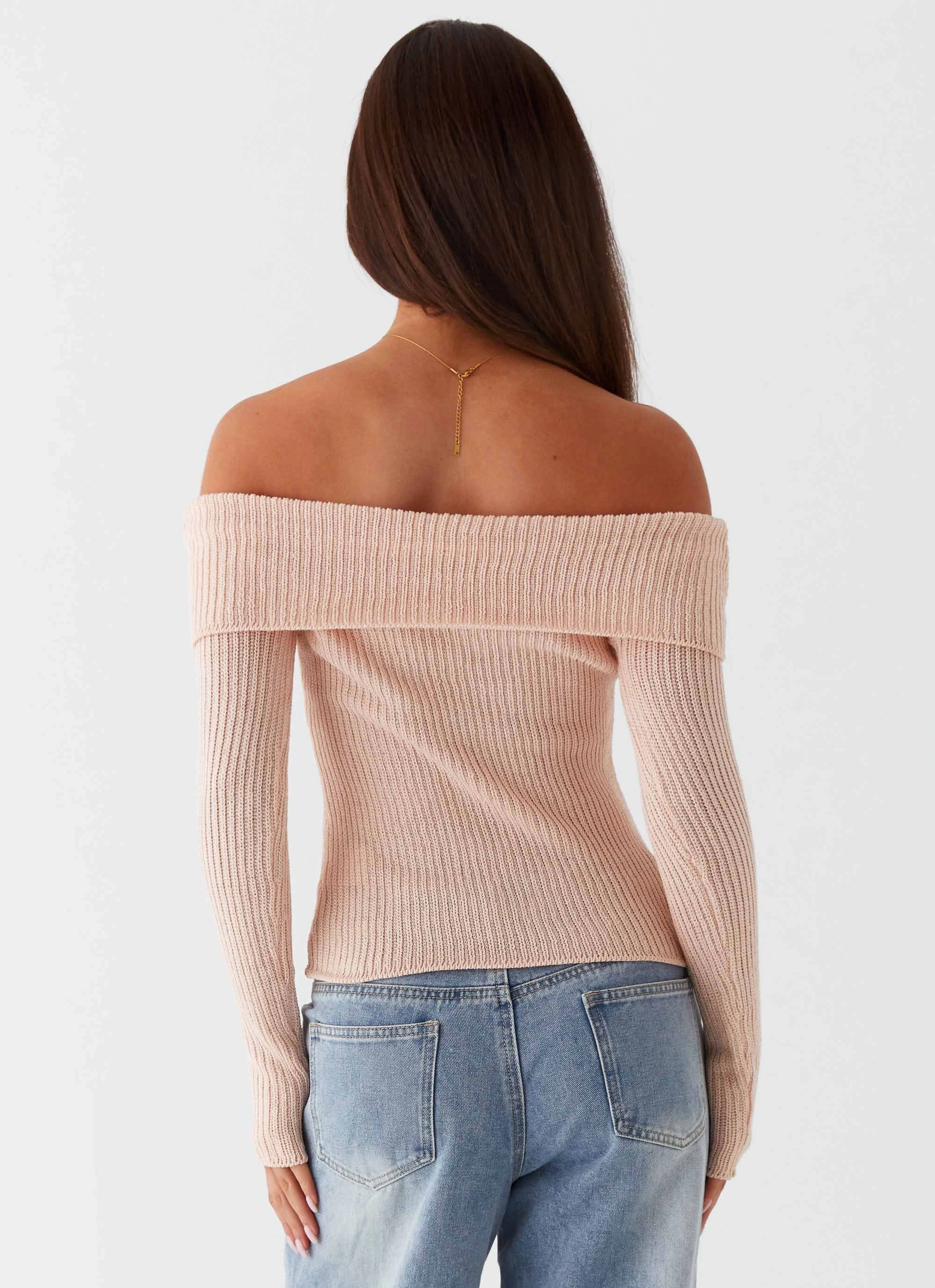 Professional Wear Silicone Print Detail Rina Long Sleeve Knit Top - Blush