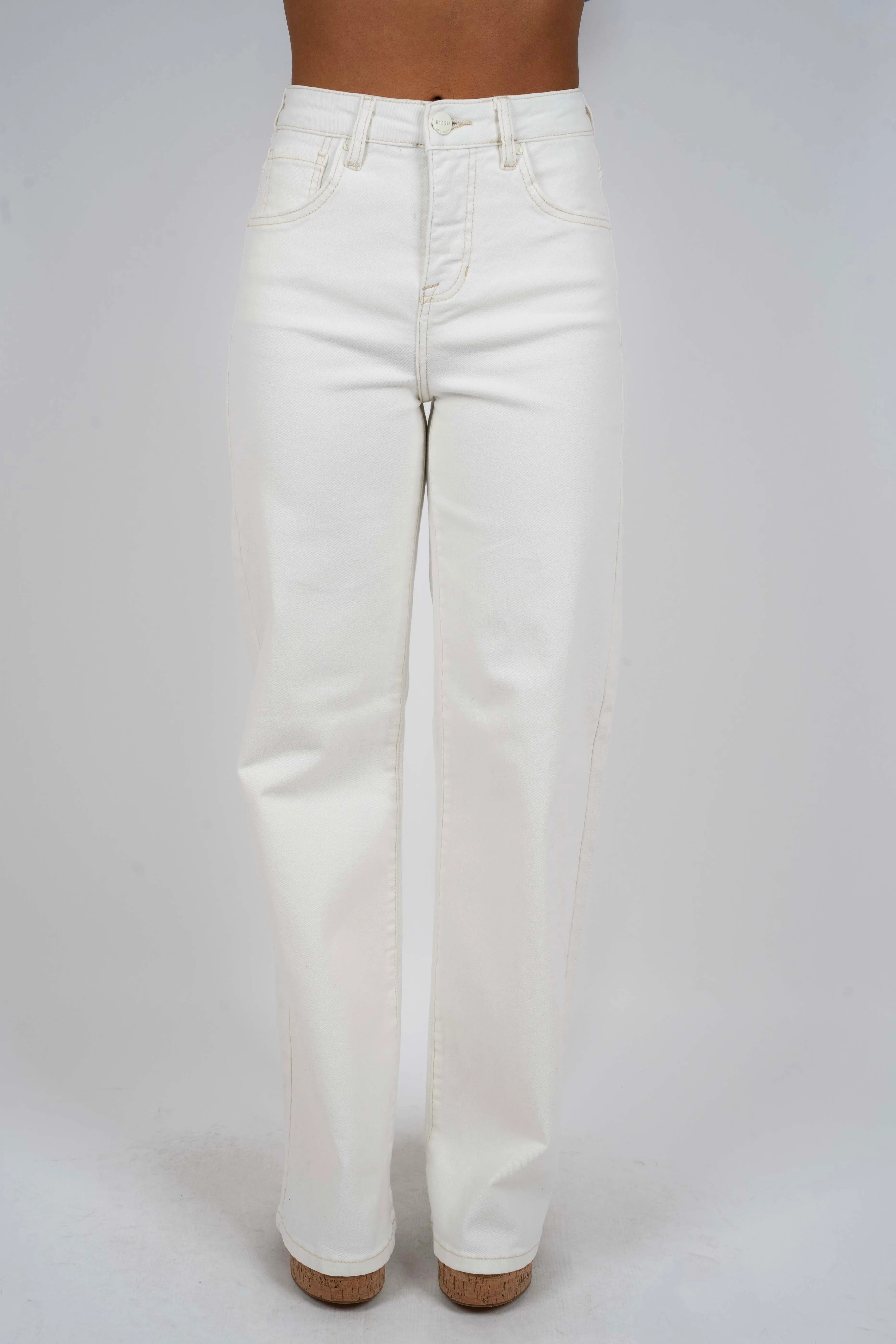 Risen High Rise Wide Pants (Cream)