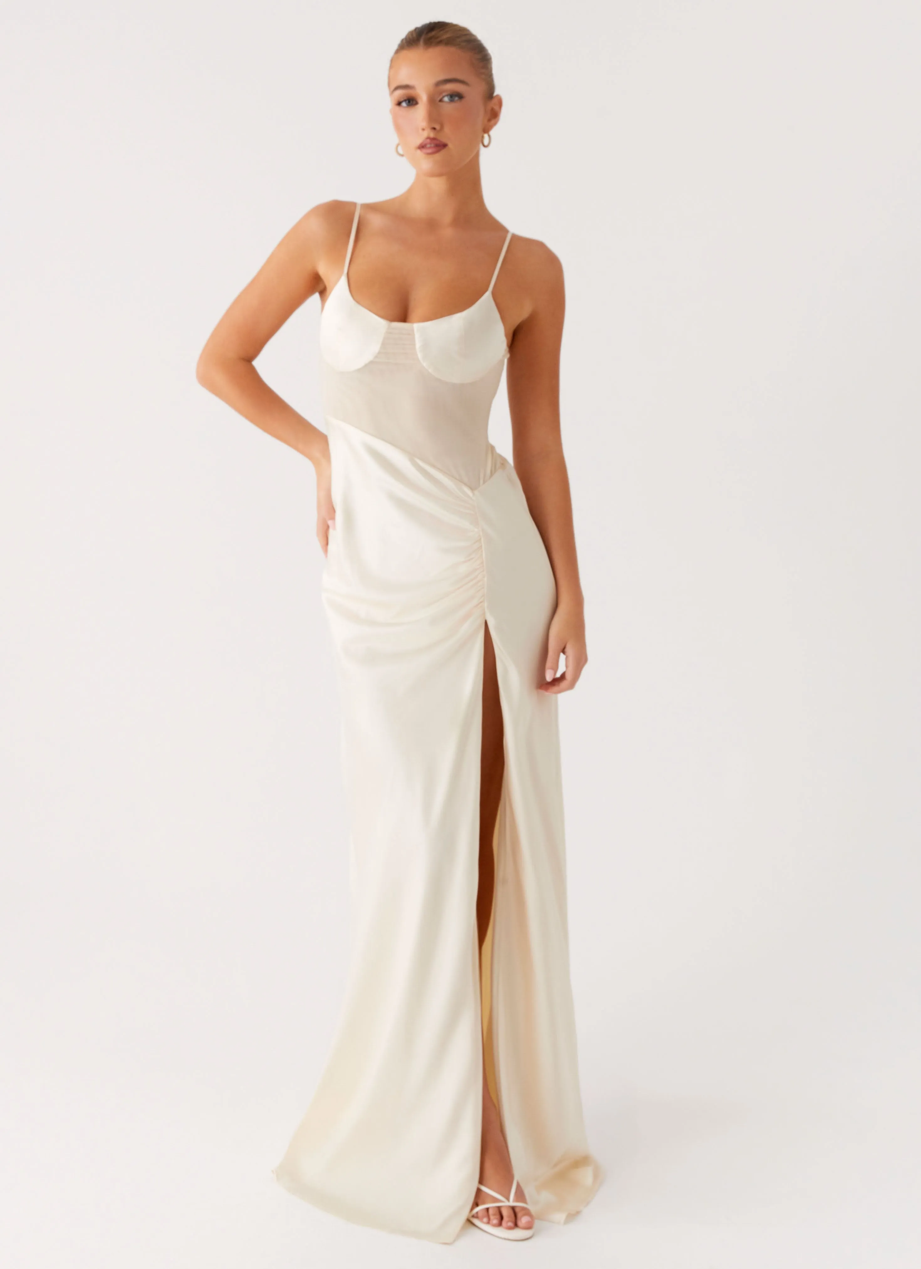Rising Sun Maxi Dress - Off White Luxe Fit Flexible Waist