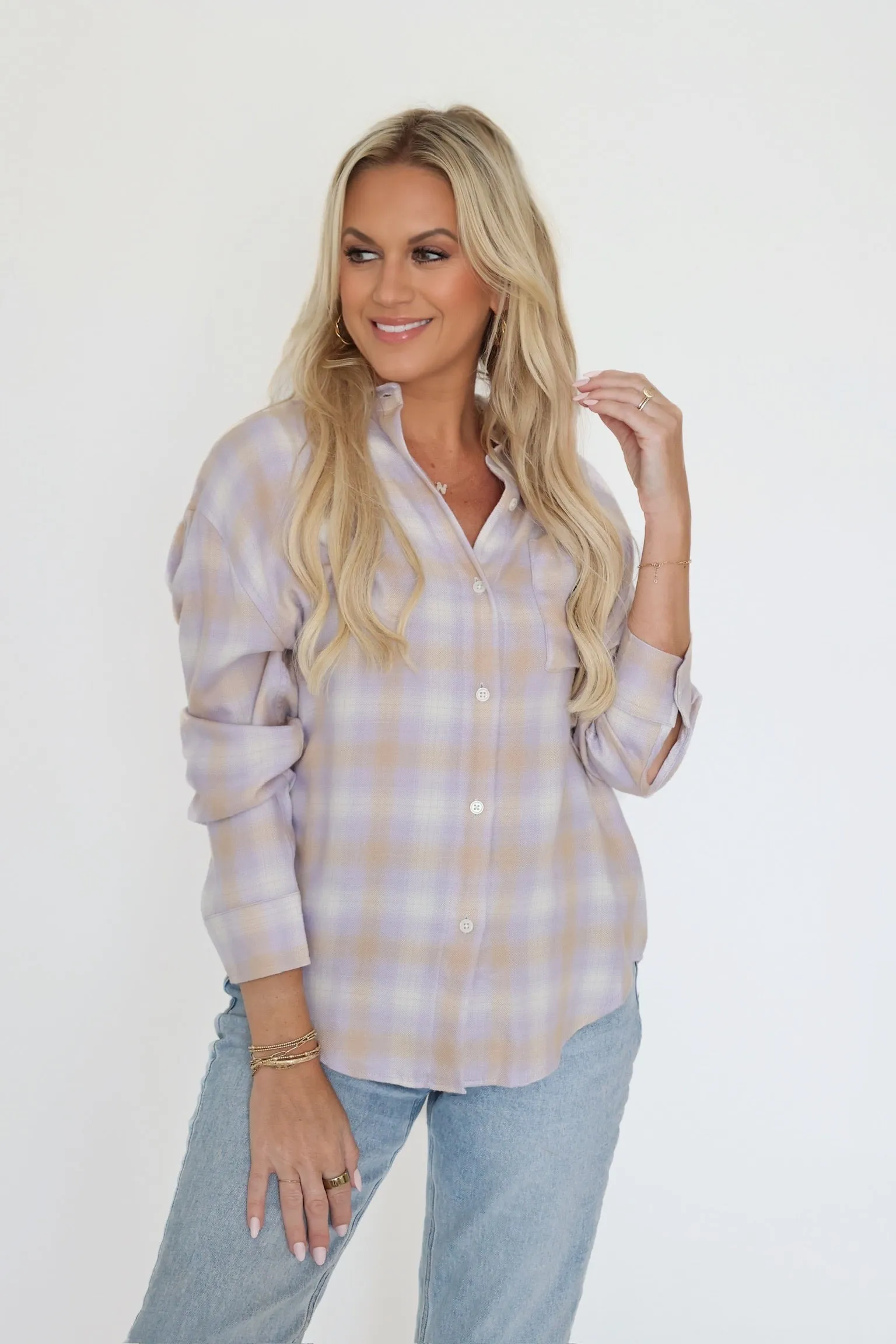 River Plaid Button Up - Lavender Ice Fashion Statement
