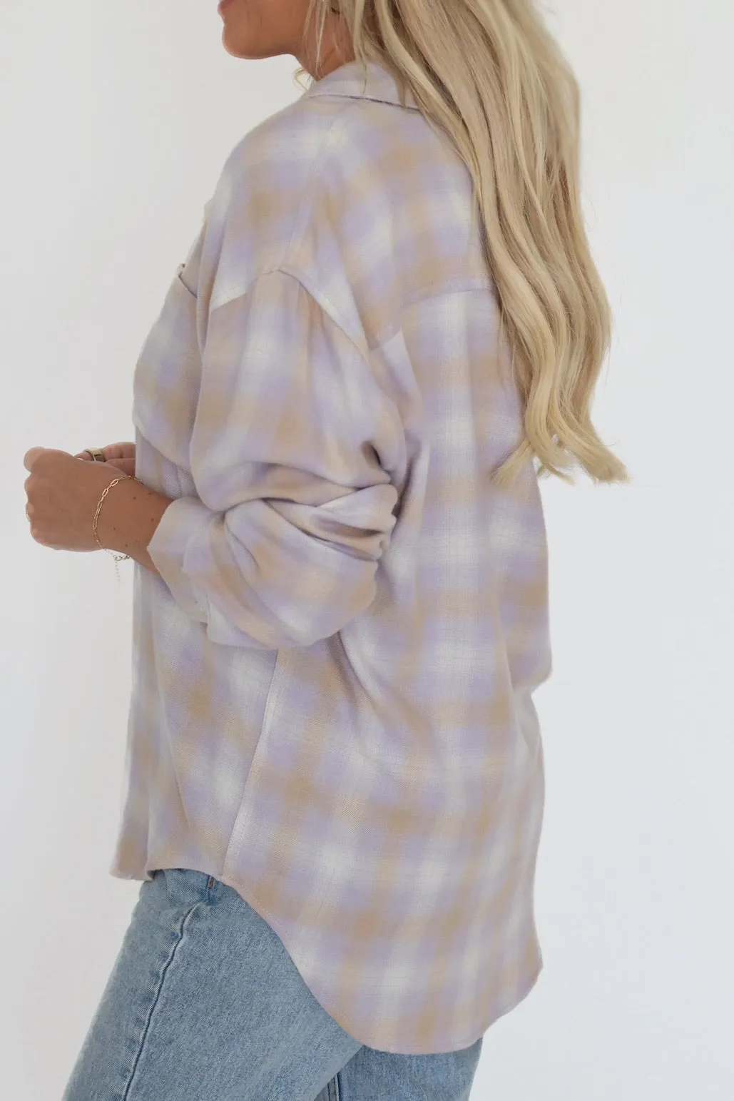 River Plaid Button Up - Lavender Ice AirflowVents Cool and Breezy