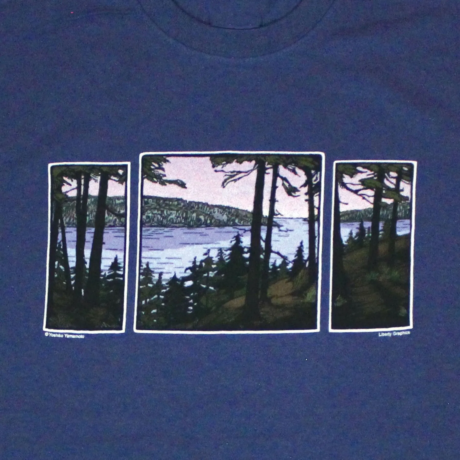 River Triptych Adult Indigo T-shirt