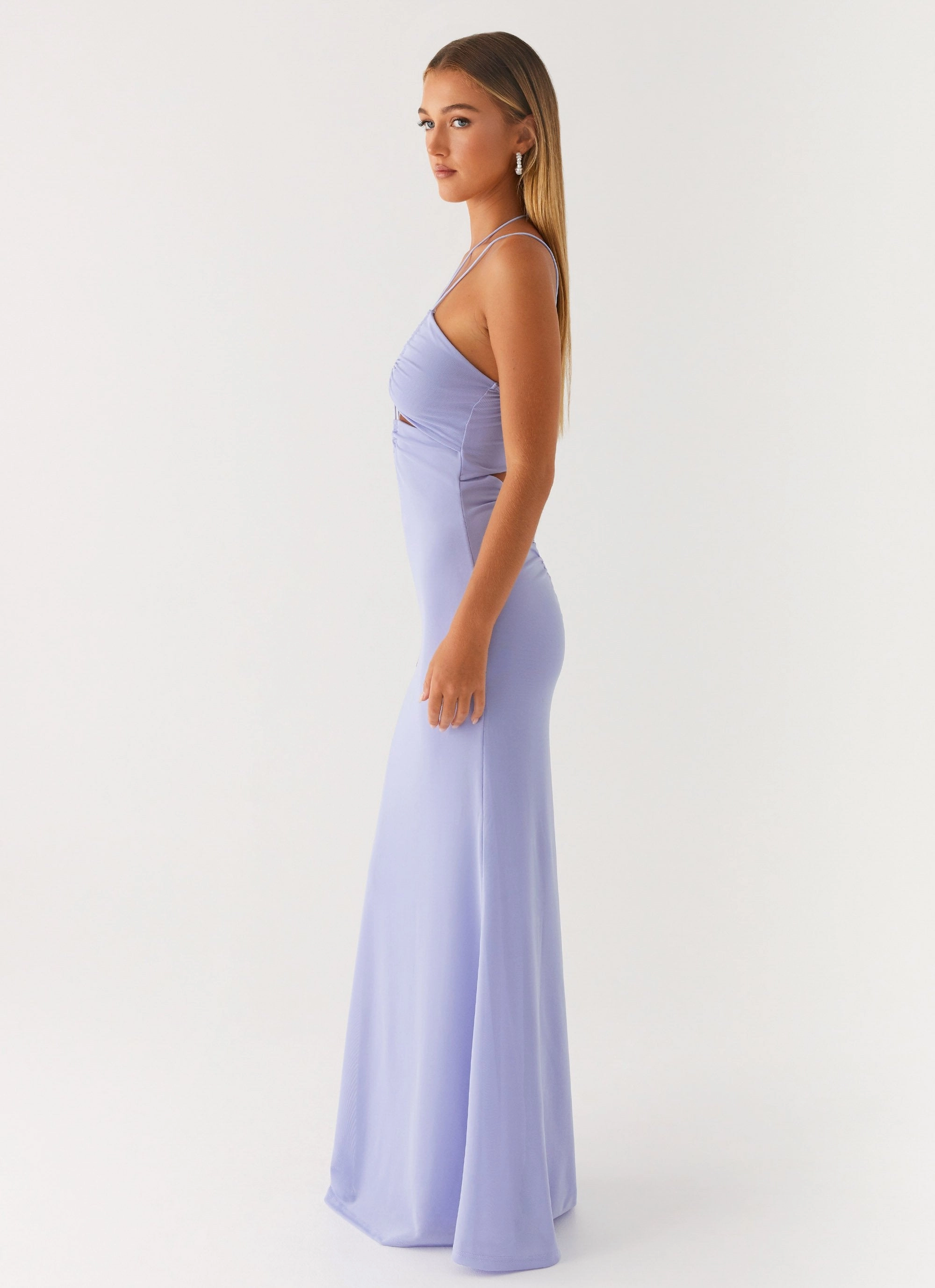 High Neck Roberta Maxi Dress - Heather Blue