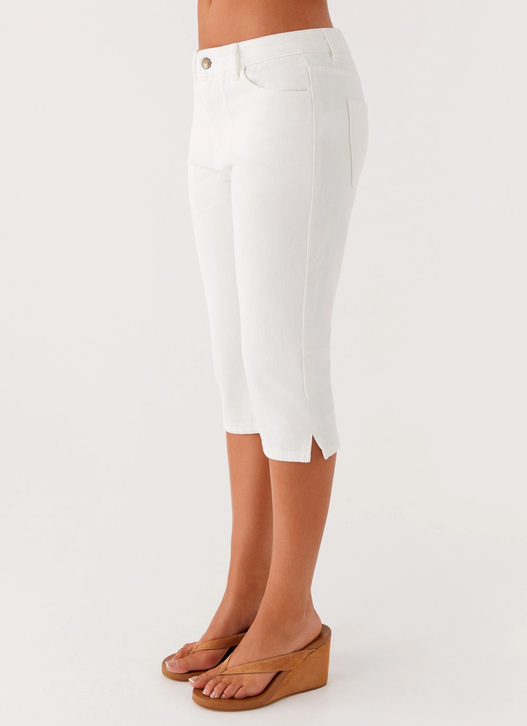 Light Fit Wear Rocco Denim Capri Pants - Off White