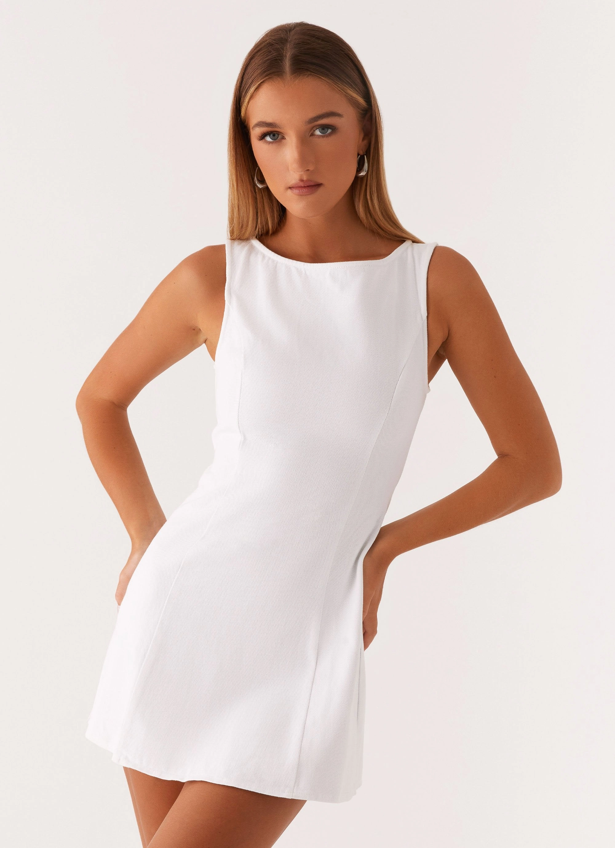 Rochelle Denim Mini Dress - White animal-print New York