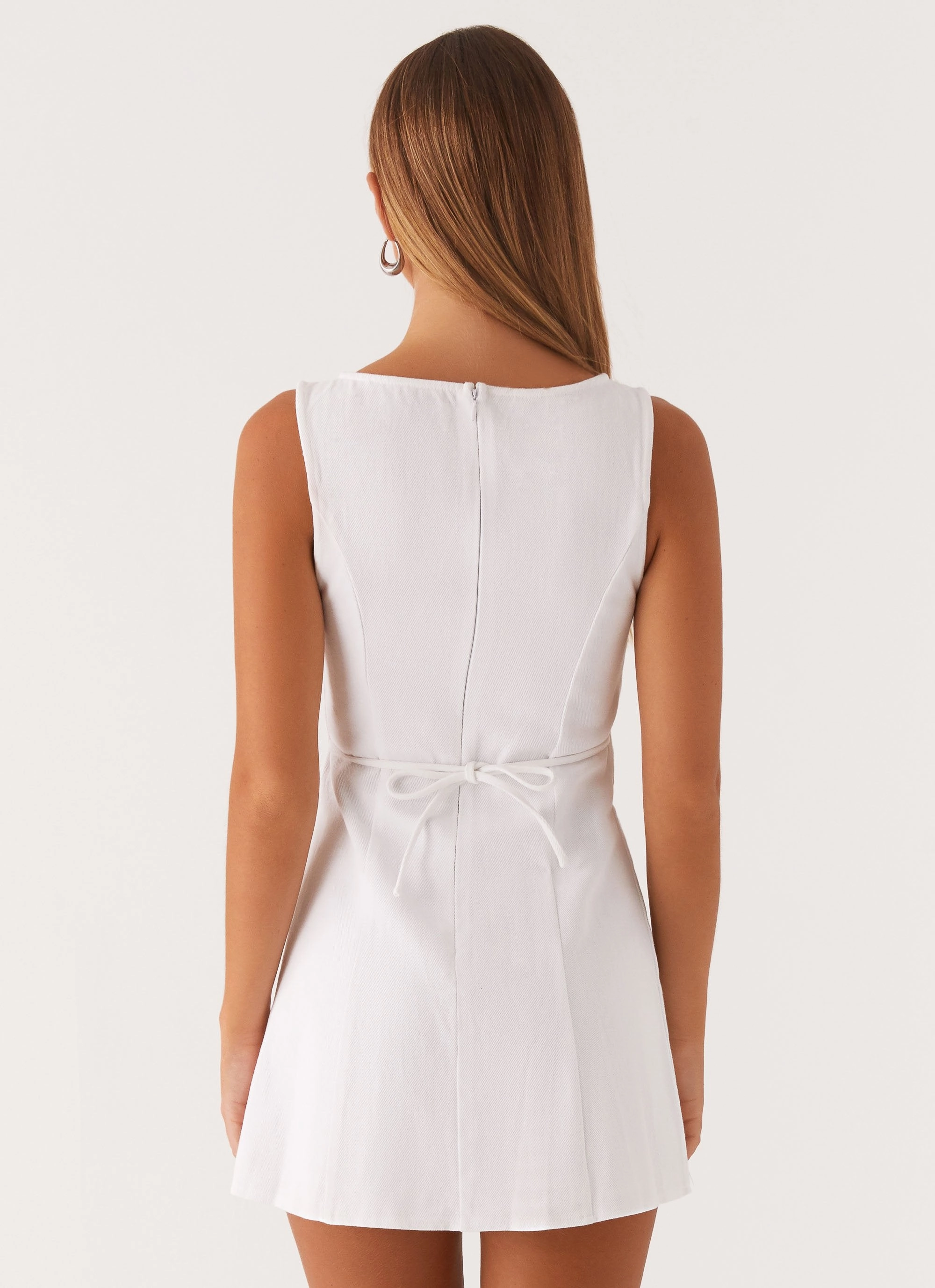 Sleek Silhouette Smart Fit Wear Rochelle Denim Mini Dress - White