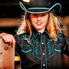 Rockmount Pink Rose Black Western Shirt