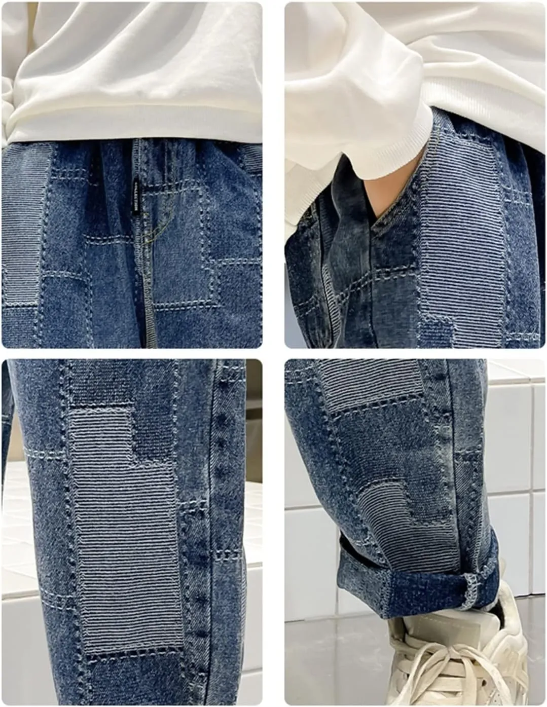 Rolanko Boys Baggy Jeans Elastic Straight fit Stretch Denim Pants Loose Kids Clothes 4-14 Years