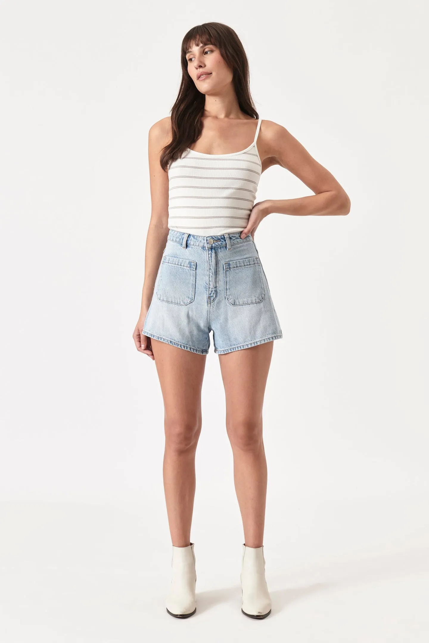 ROLLAS Mirage High Rise Lyocell Denim Short - Organic Light Blue
