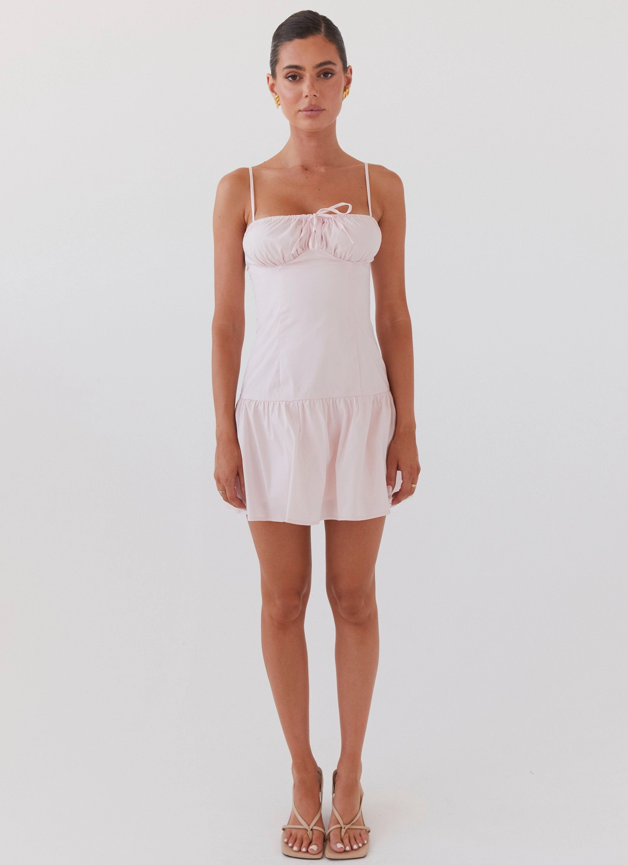 Romantic Charm Bustier Mini Dress - Baby Pink Chic Tailoring Design