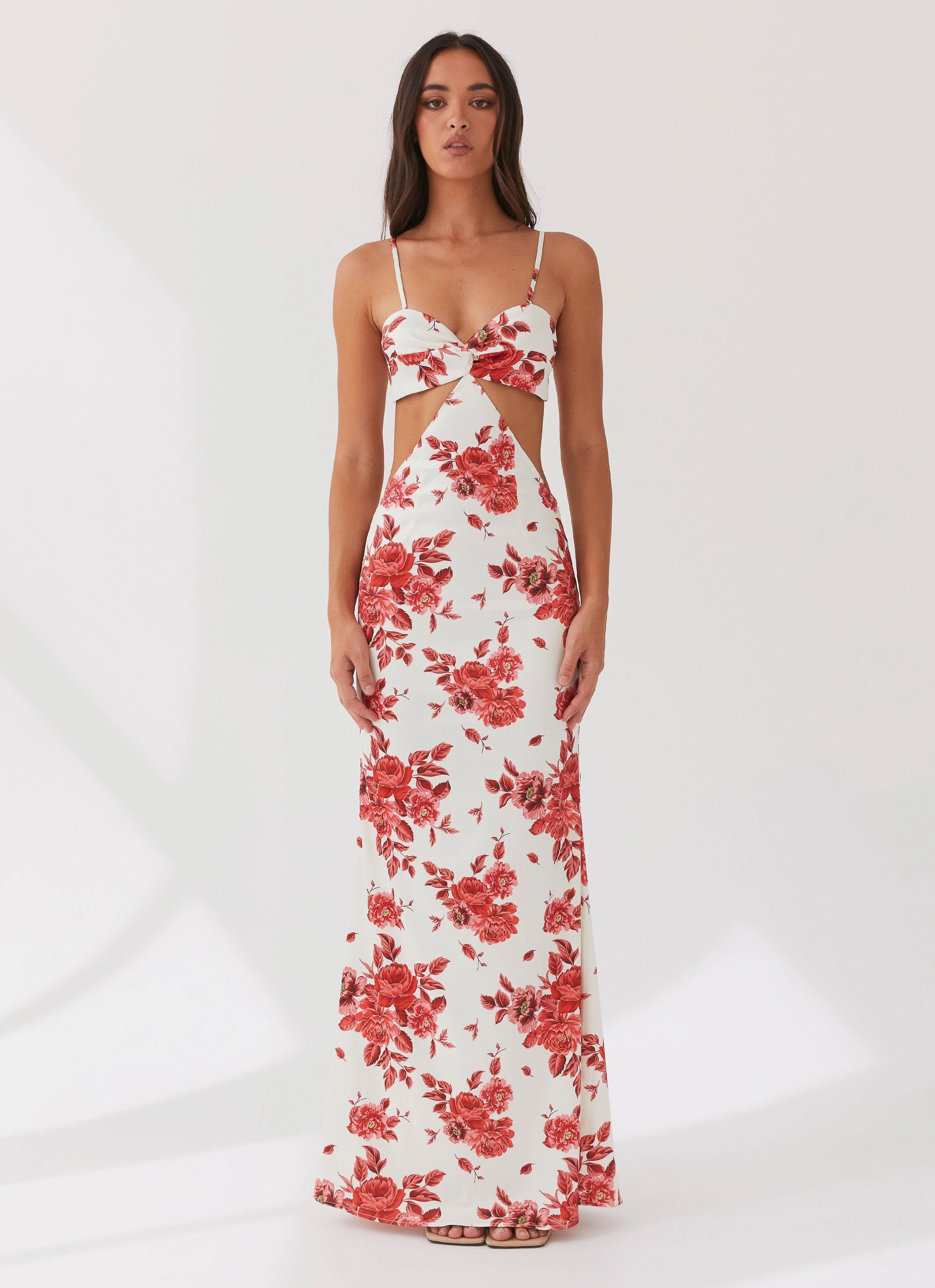 Rosie Satin Maxi Dress - Rosa Floria Texture Play