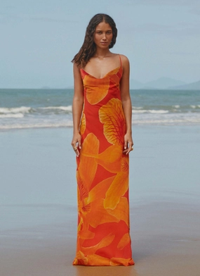 Cool Undertone Midafternoon Maxi Dress - Serene Orange