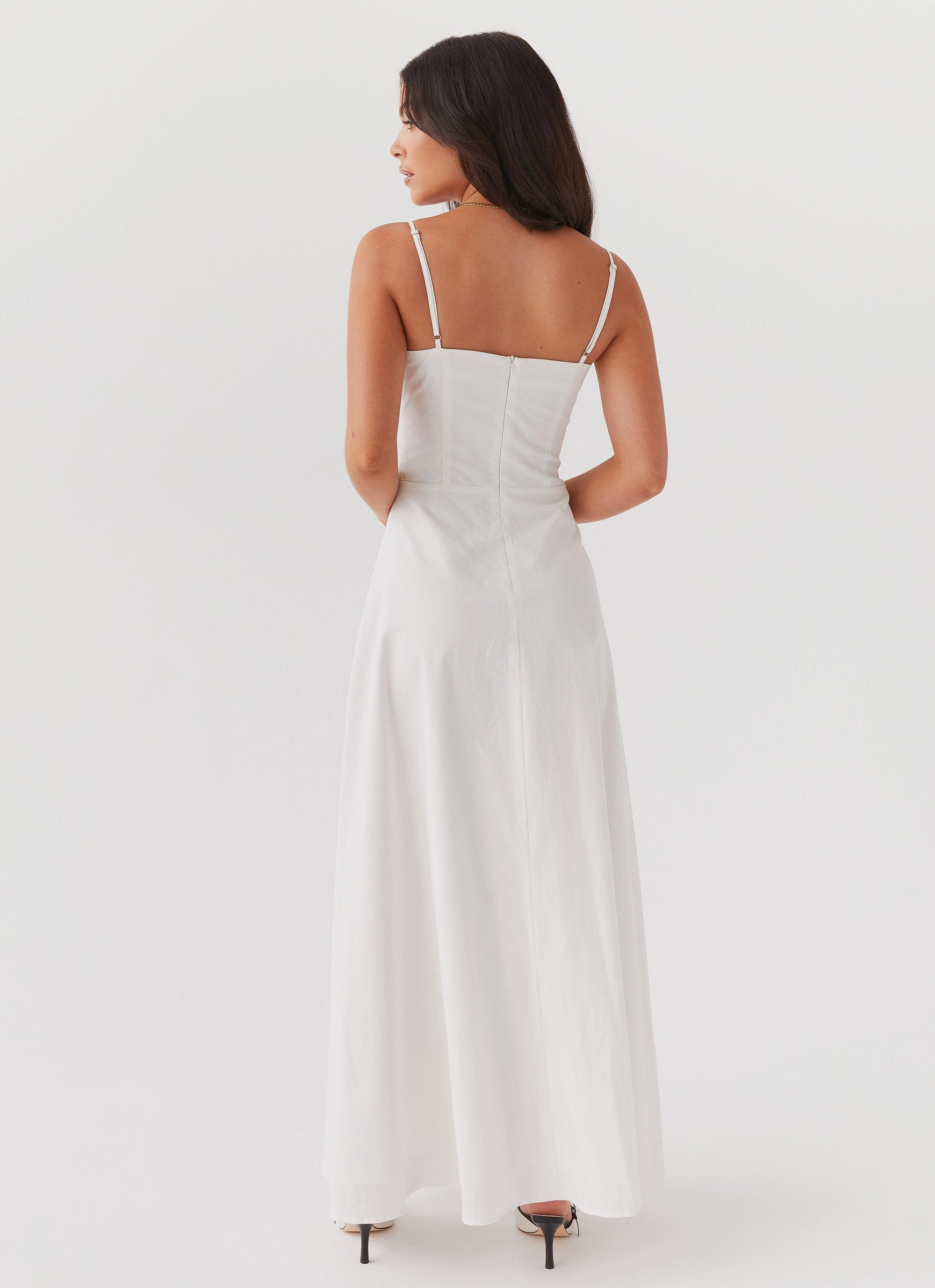 Luxe Wear Angelina Linen Maxi Dress - White
