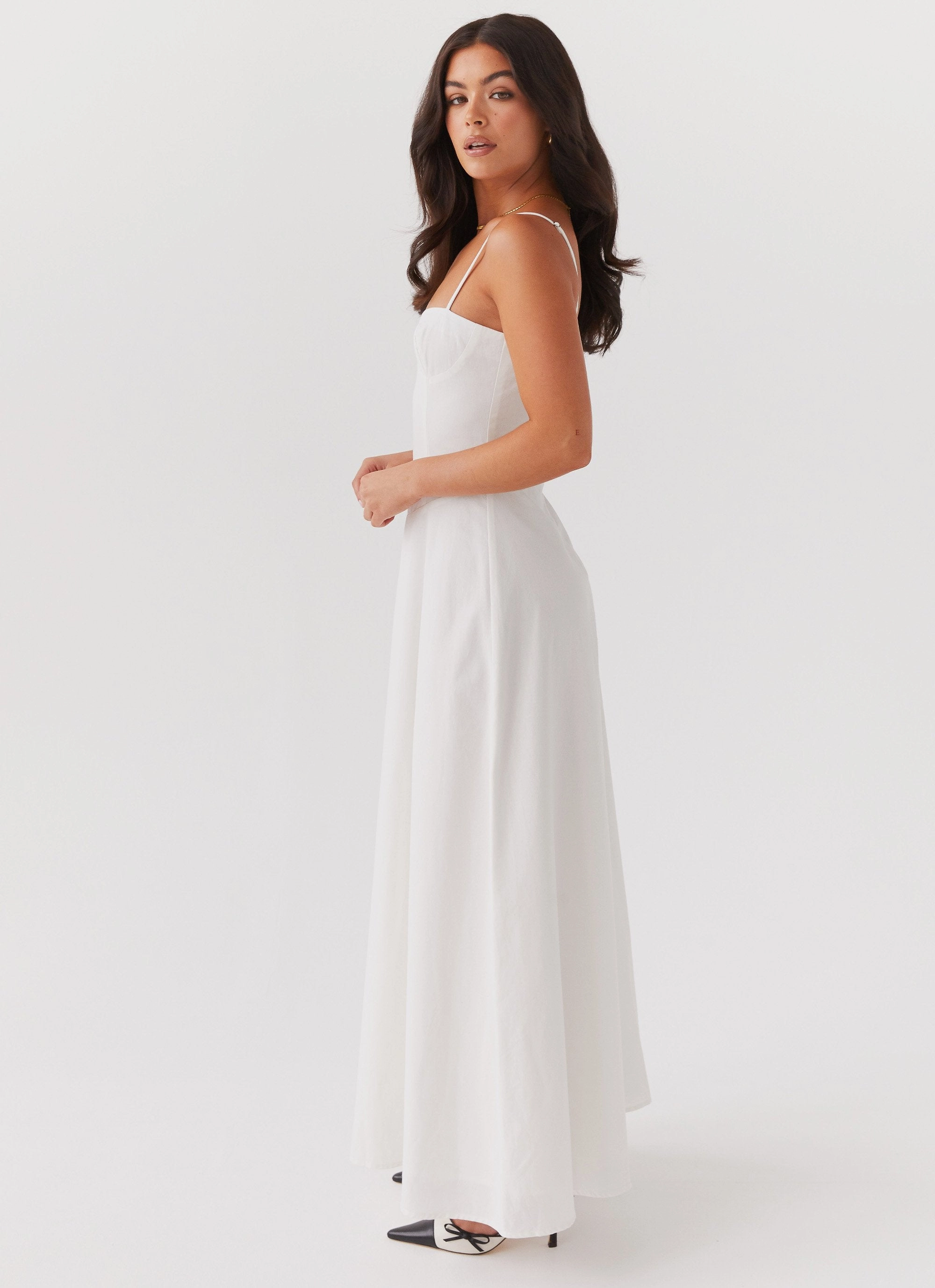 Angelina Linen Maxi Dress - White Day Ready Wrap Glow