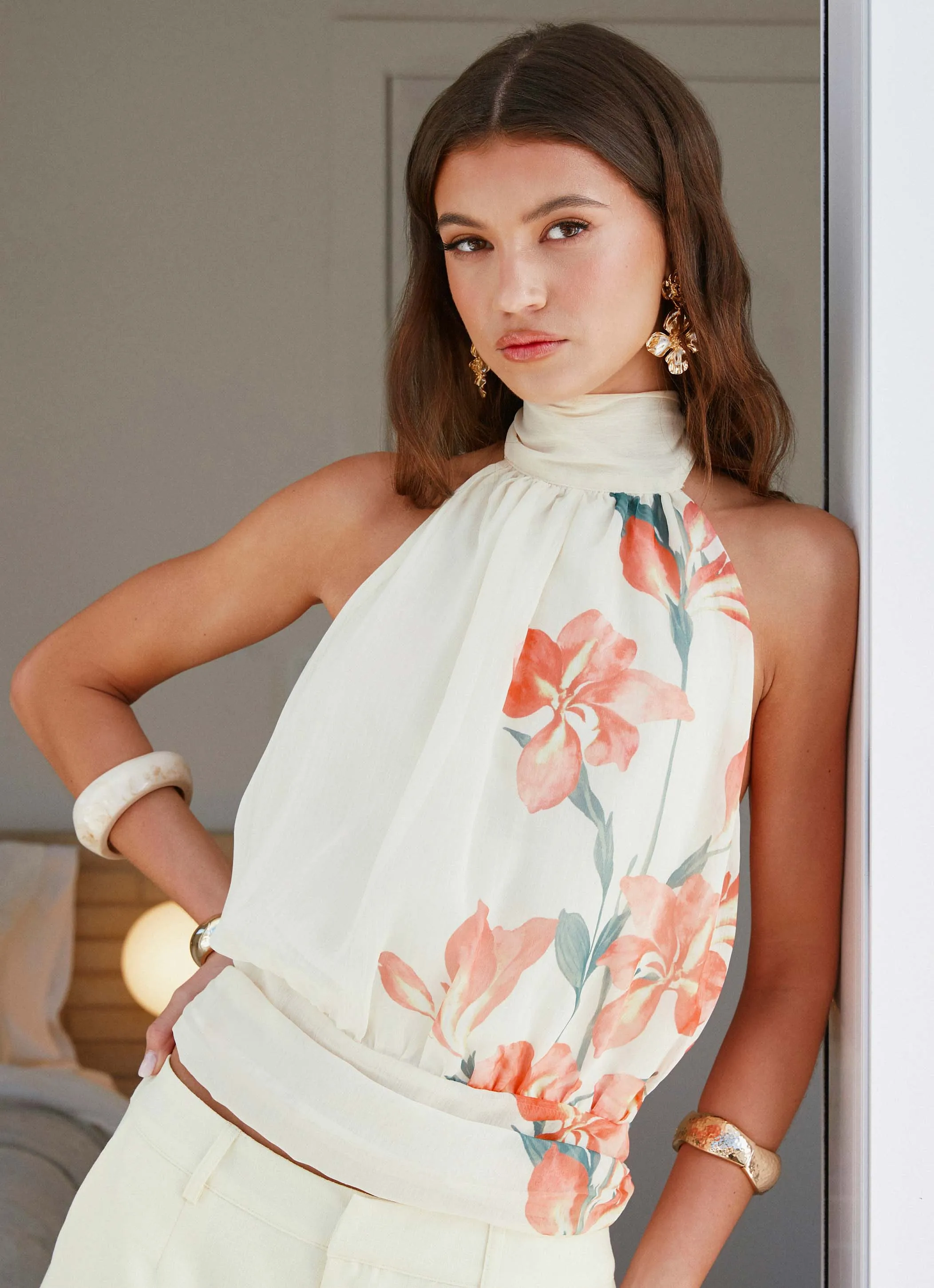 Romelia Halter Top - Siena Floral Compression Gradient