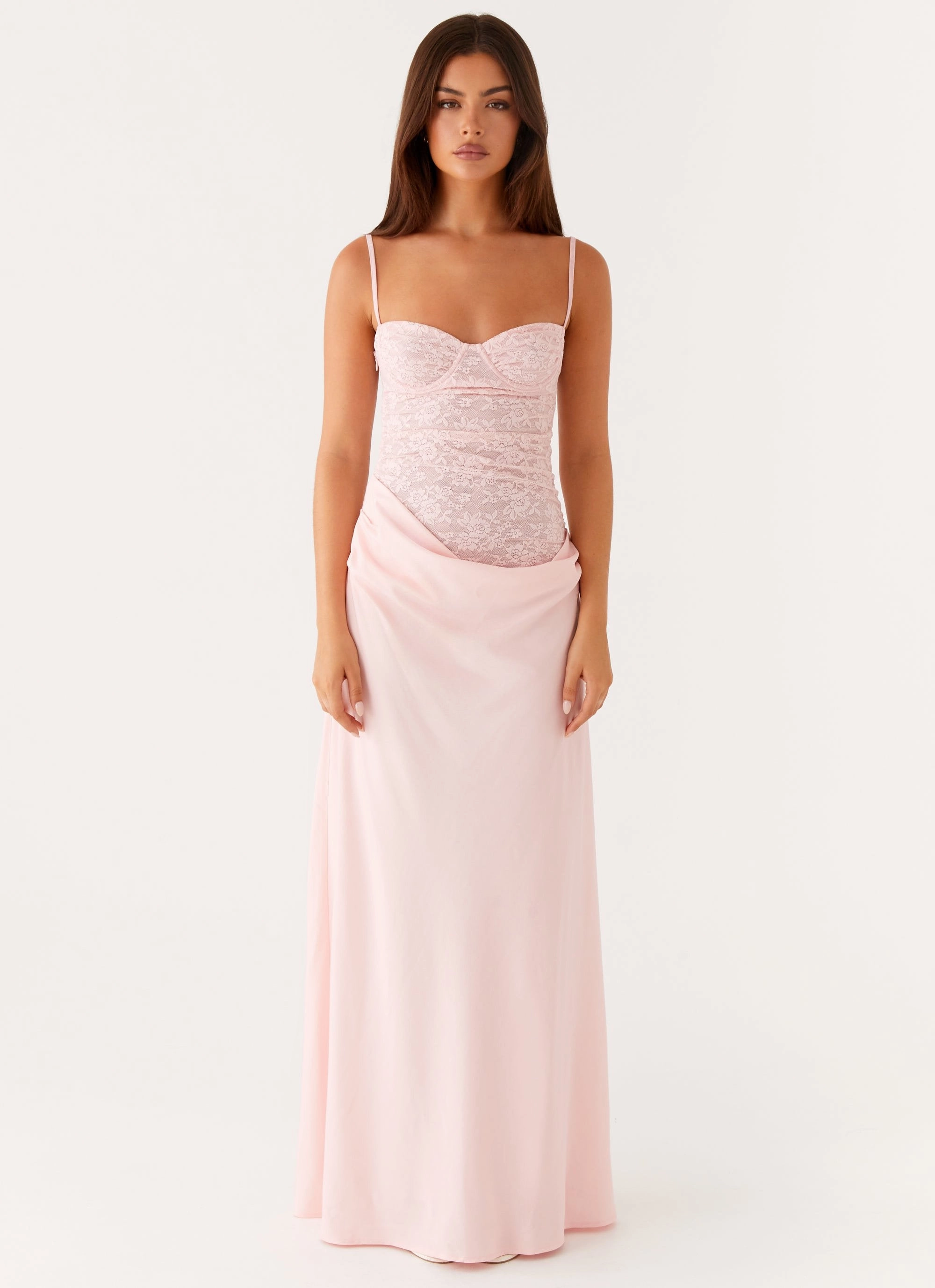 Romy Maxi Dress - Pink Drawstring-Waist