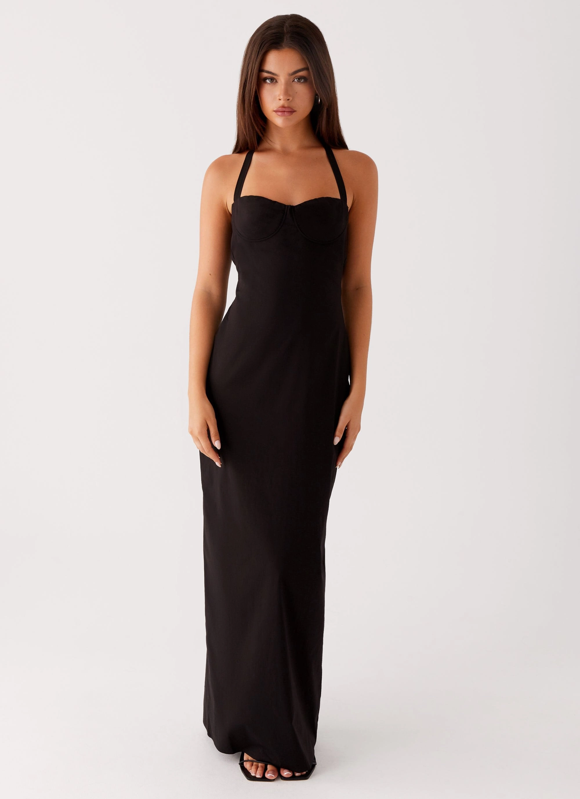 Eco-Friendly Fabric Shimmer Effect Cheryl Maxi Dress - Black