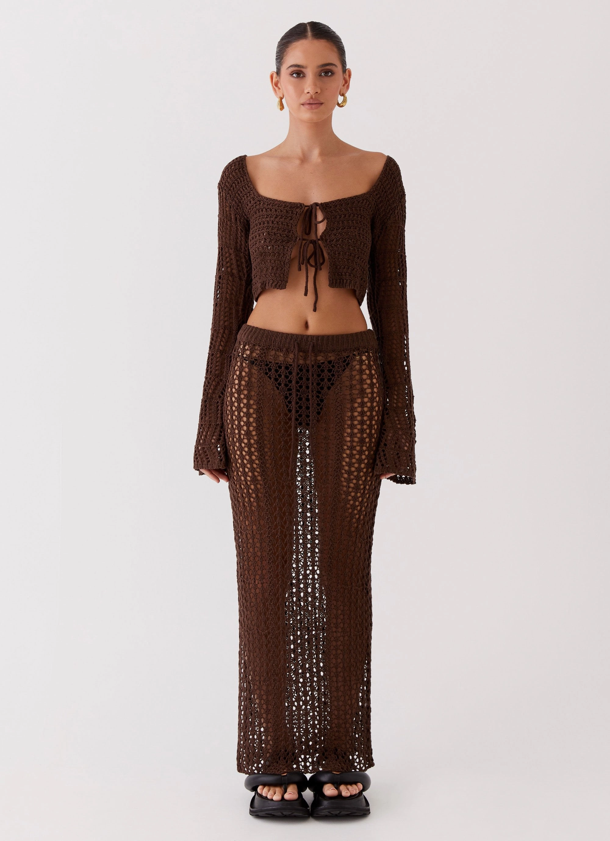 Essential Fit Rosalina Crochet Maxi Skirt - Chocolate