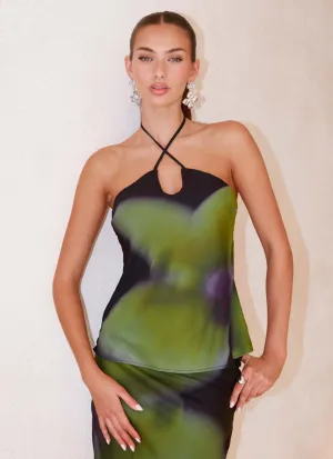 Rosetta Top - Lime Flower Anti Pilling Fabric MinimalistAesthetic