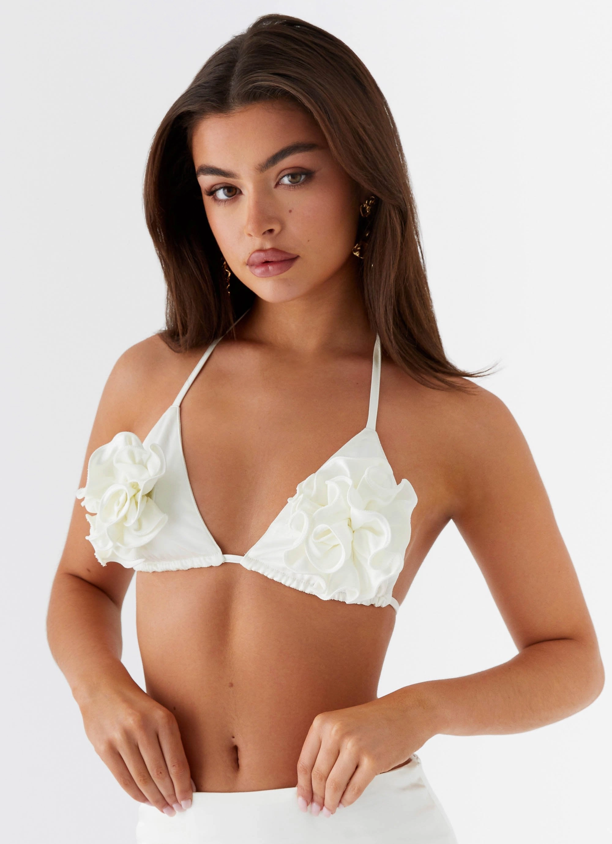 Retro Detail Rosette Brallete - Ivory