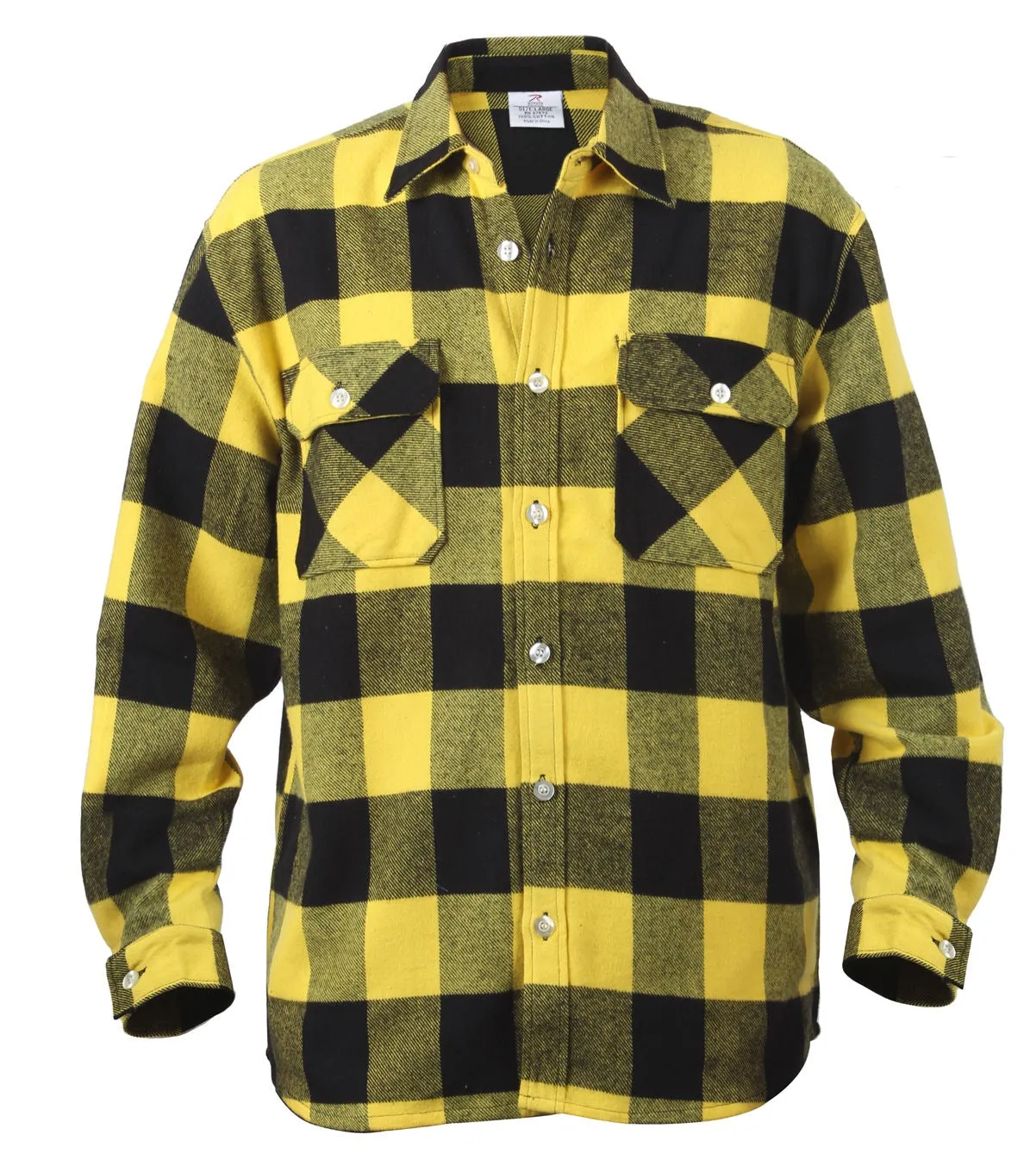 Rothco Mens Extra Heavyweight Buffalo Plaid Flannel Long Sleeve Shirt - Yellow - Size 3XL