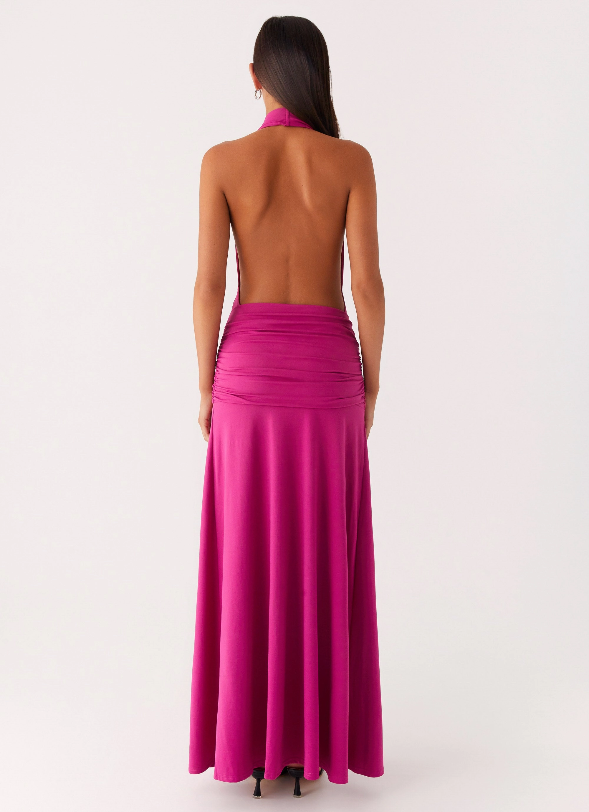 Skin Hug Picture Perfect Rowan Ray Cowl Maxi Dress - Fuchsia