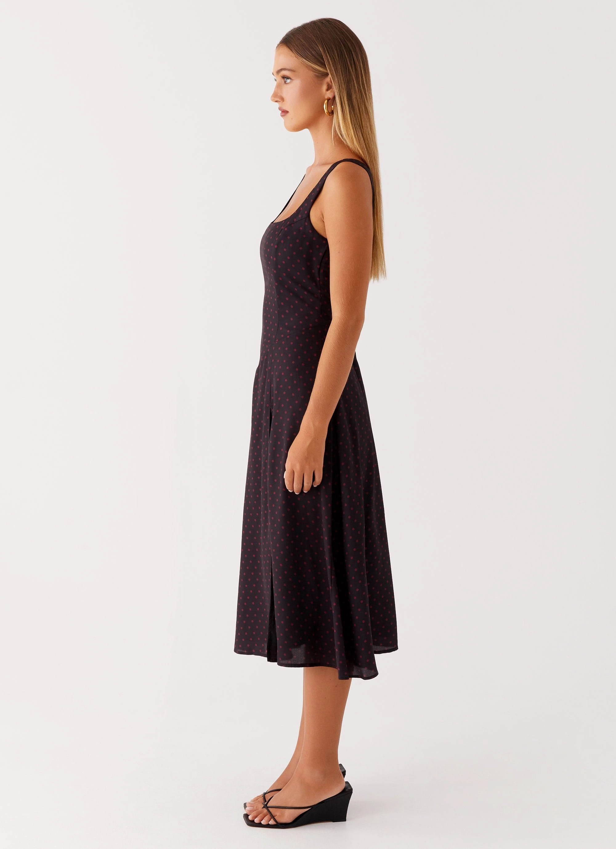 Classic structured dress Rowyn Midi Dress - Black Polka Dot