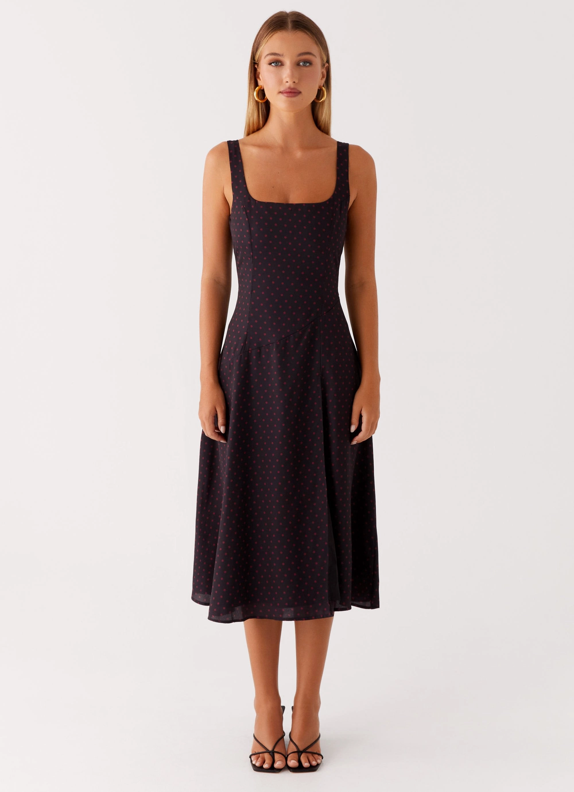 Comfy Design Rowyn Midi Dress - Black Polka Dot