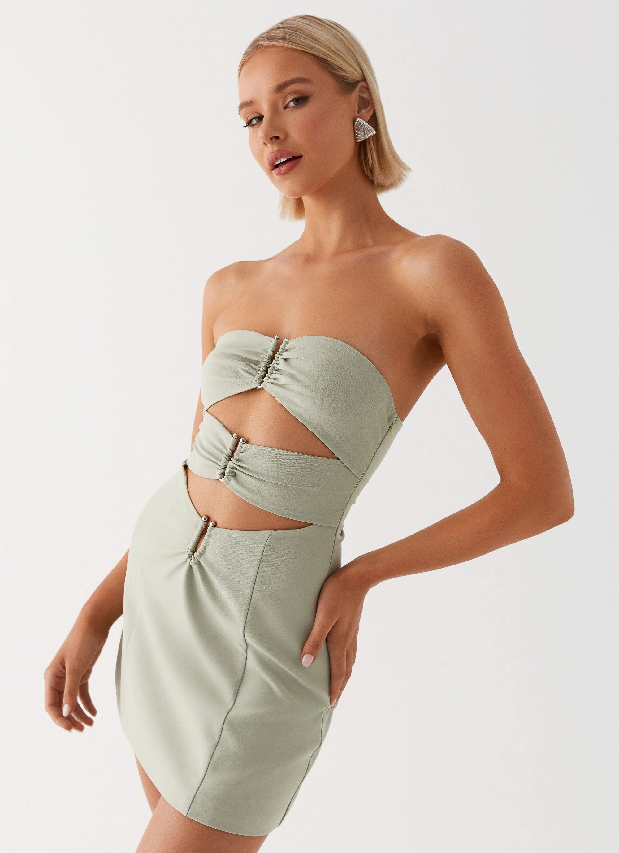 Fine Details Comfortable office piece Roxie Mini Dress - Khaki