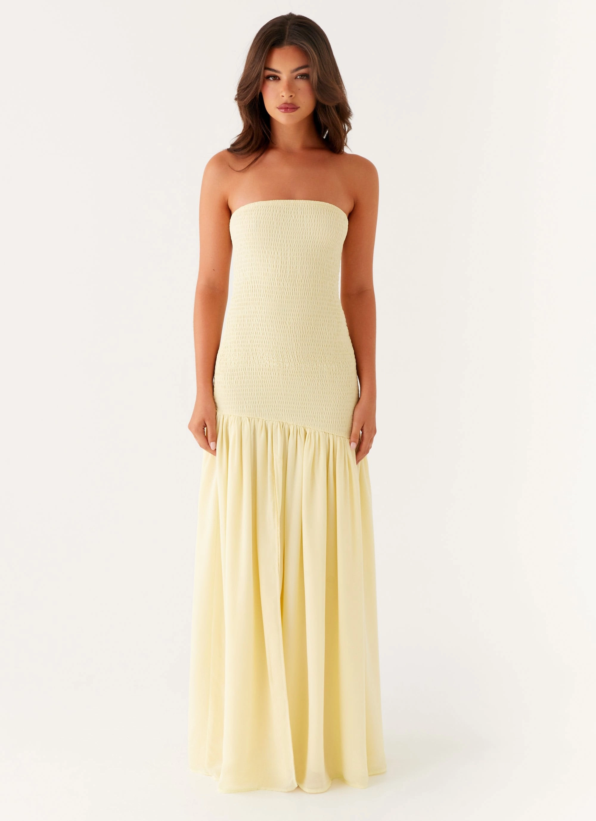 City Layer Side Ruching Royce Maxi Dress - Yellow