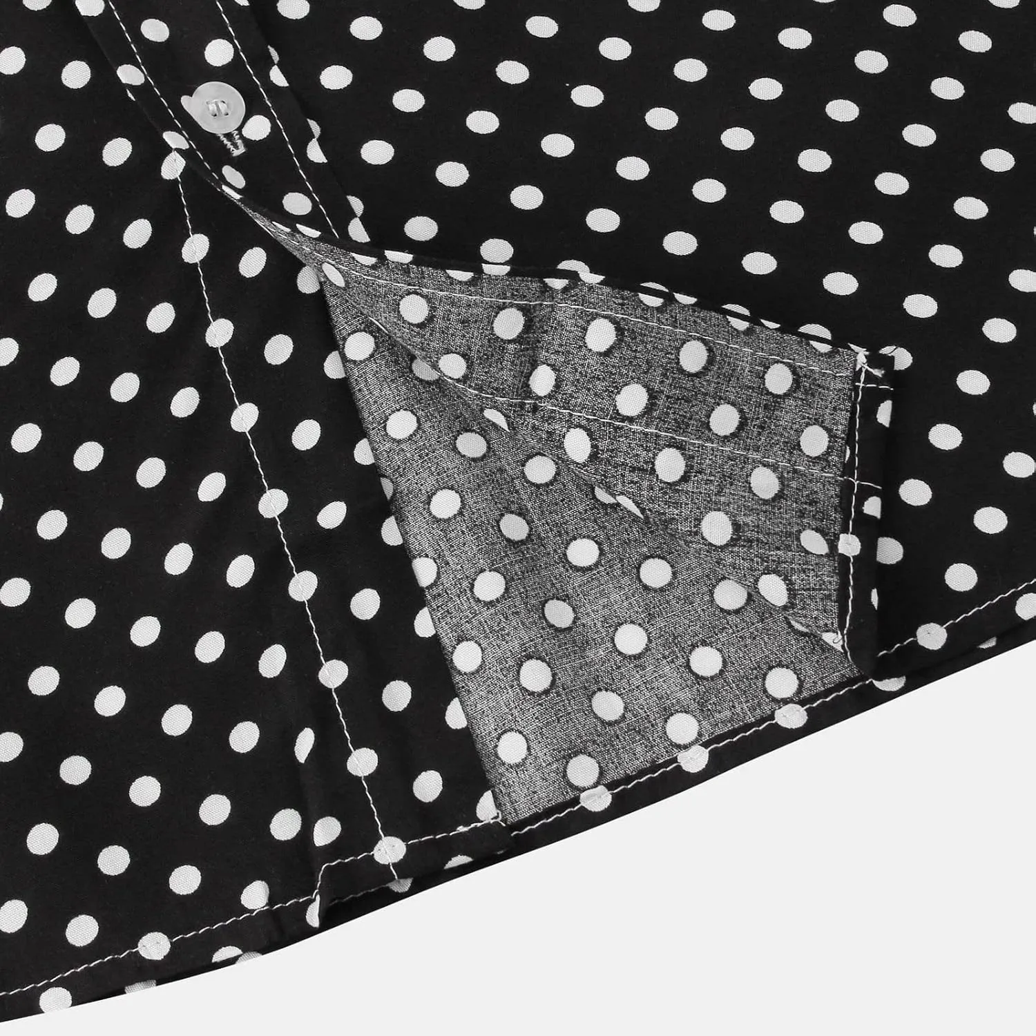 RTRDE Men's Short Sleeve Button Down Shirts Printed Cotton Linen Top Polka Dot Print Lapel Short Shirt Up Shirts