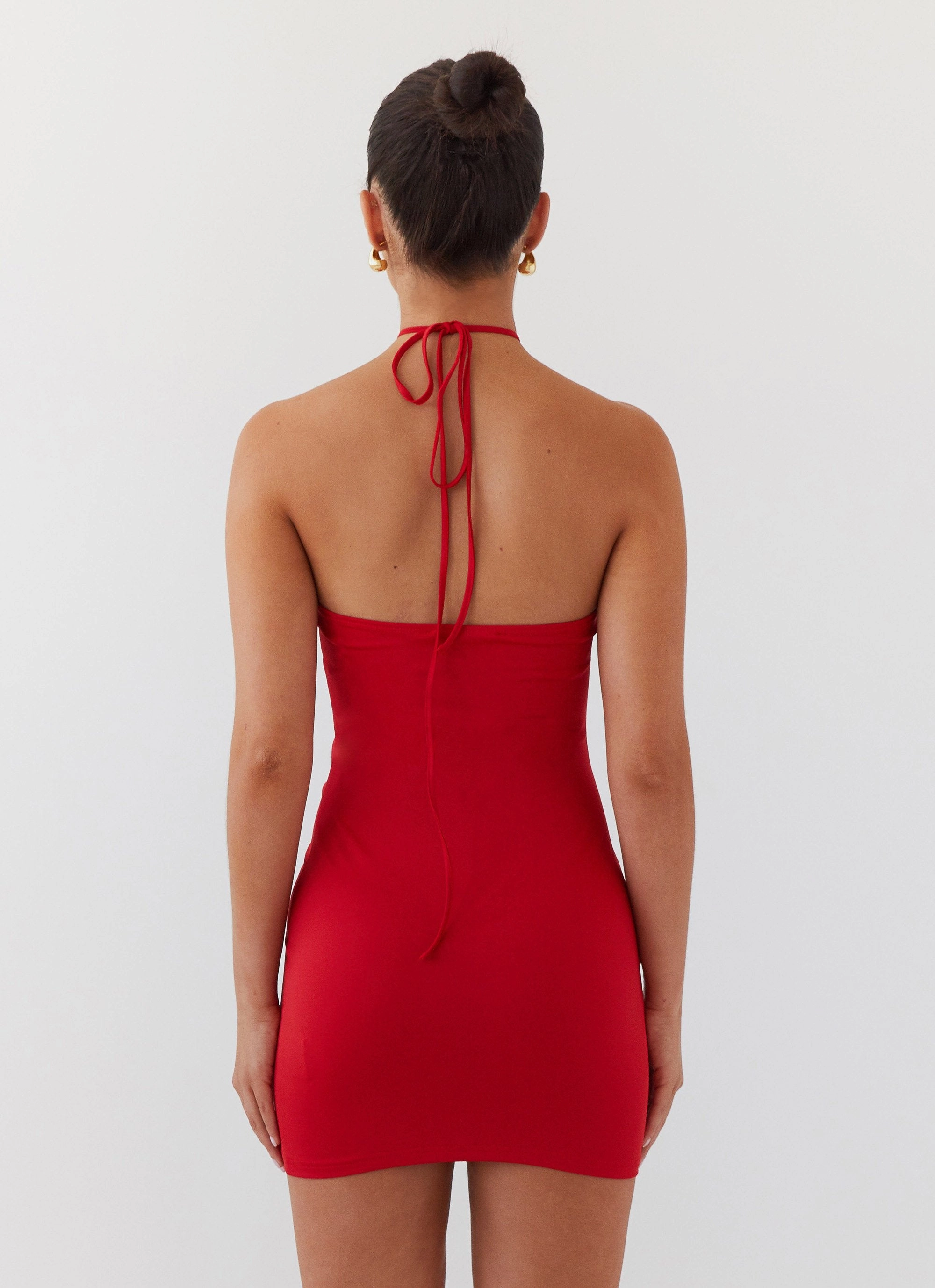Easy Draping Convertible-Style Ruby Glamour Rose Mini Dress - Rouge Red