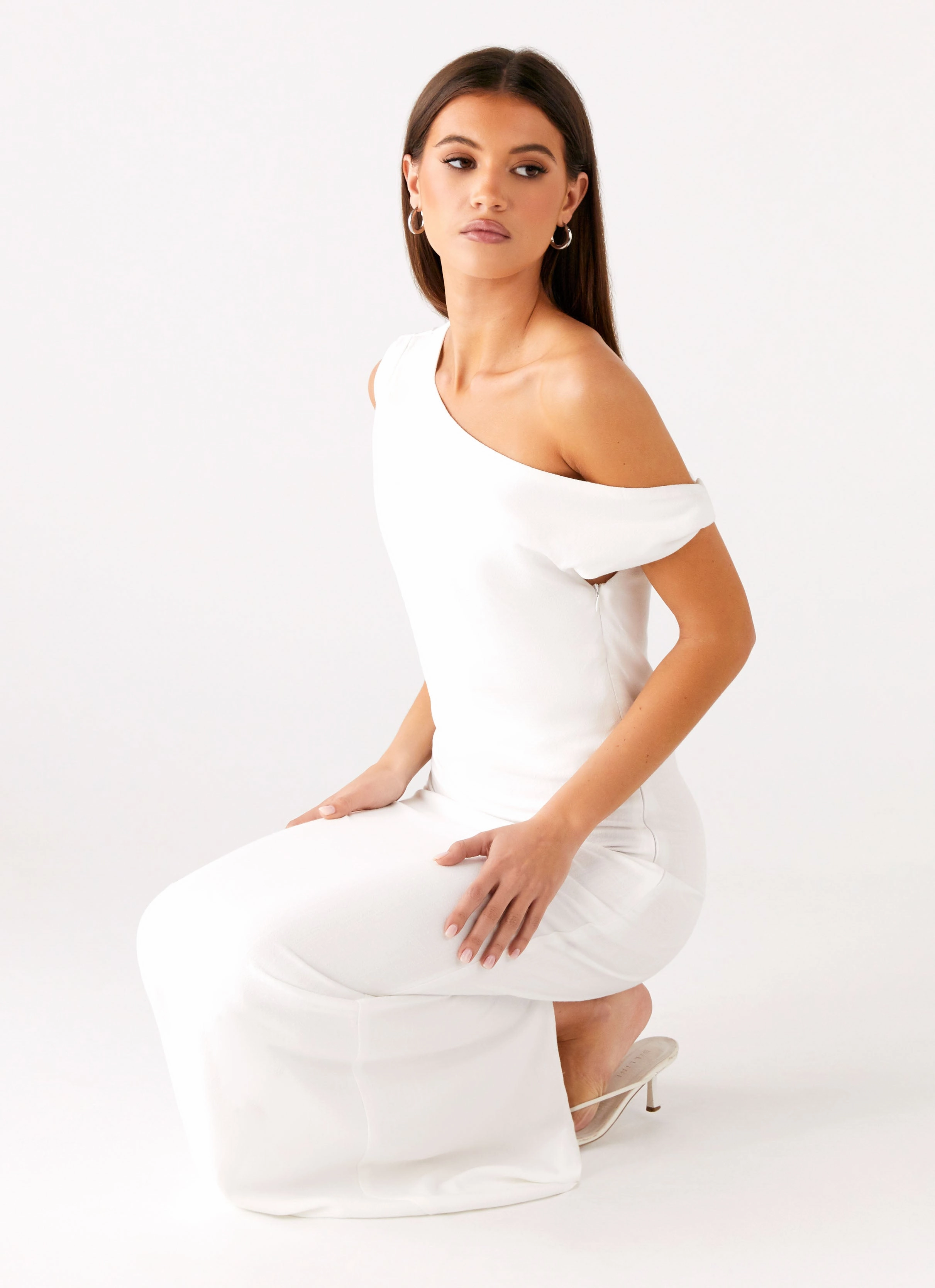 Mckenna Maxi Dress - White Sheer Look Subtle Fit