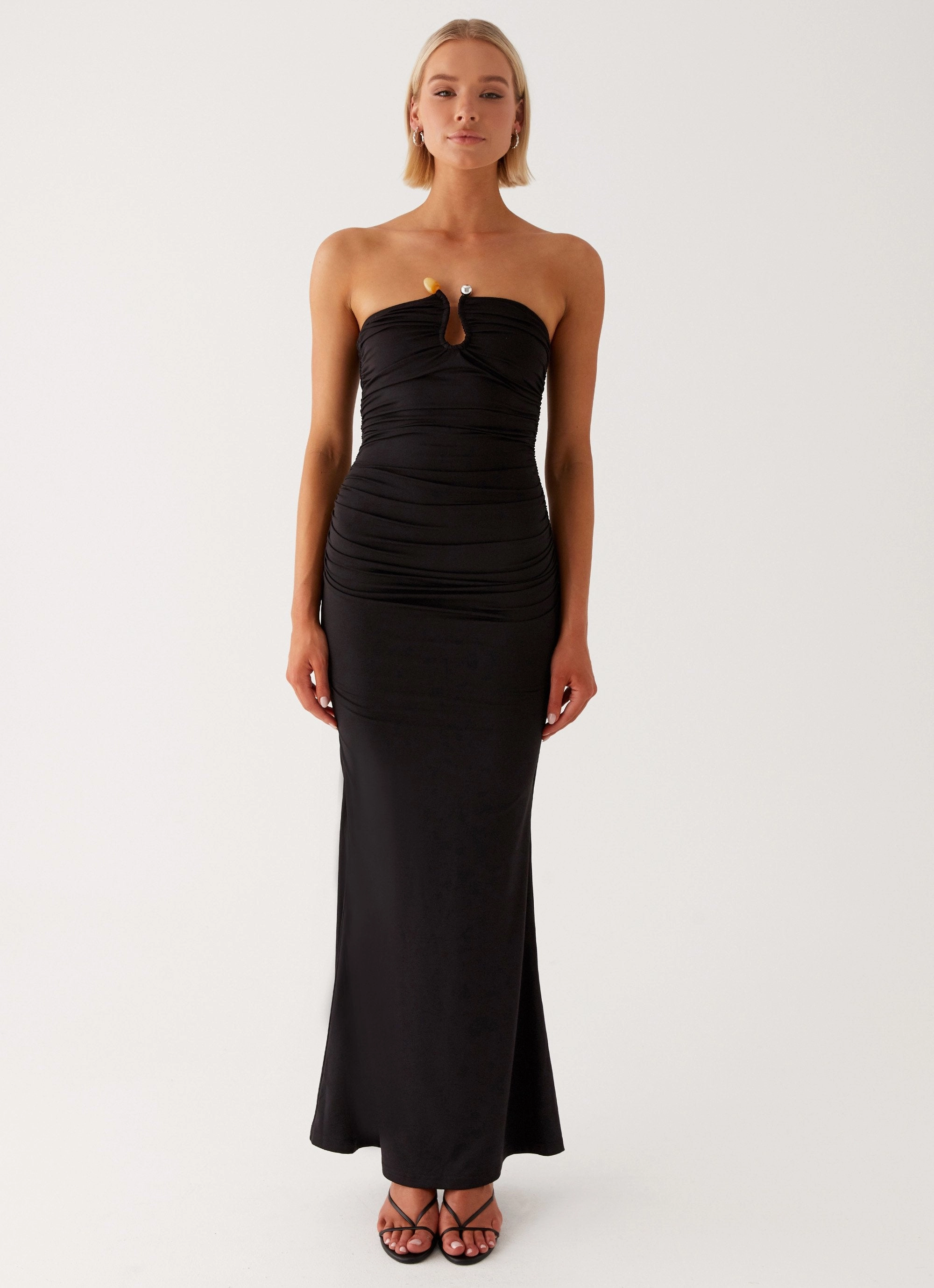 Stylish Cut Inner Smile Rudy Maxi Dress - Black