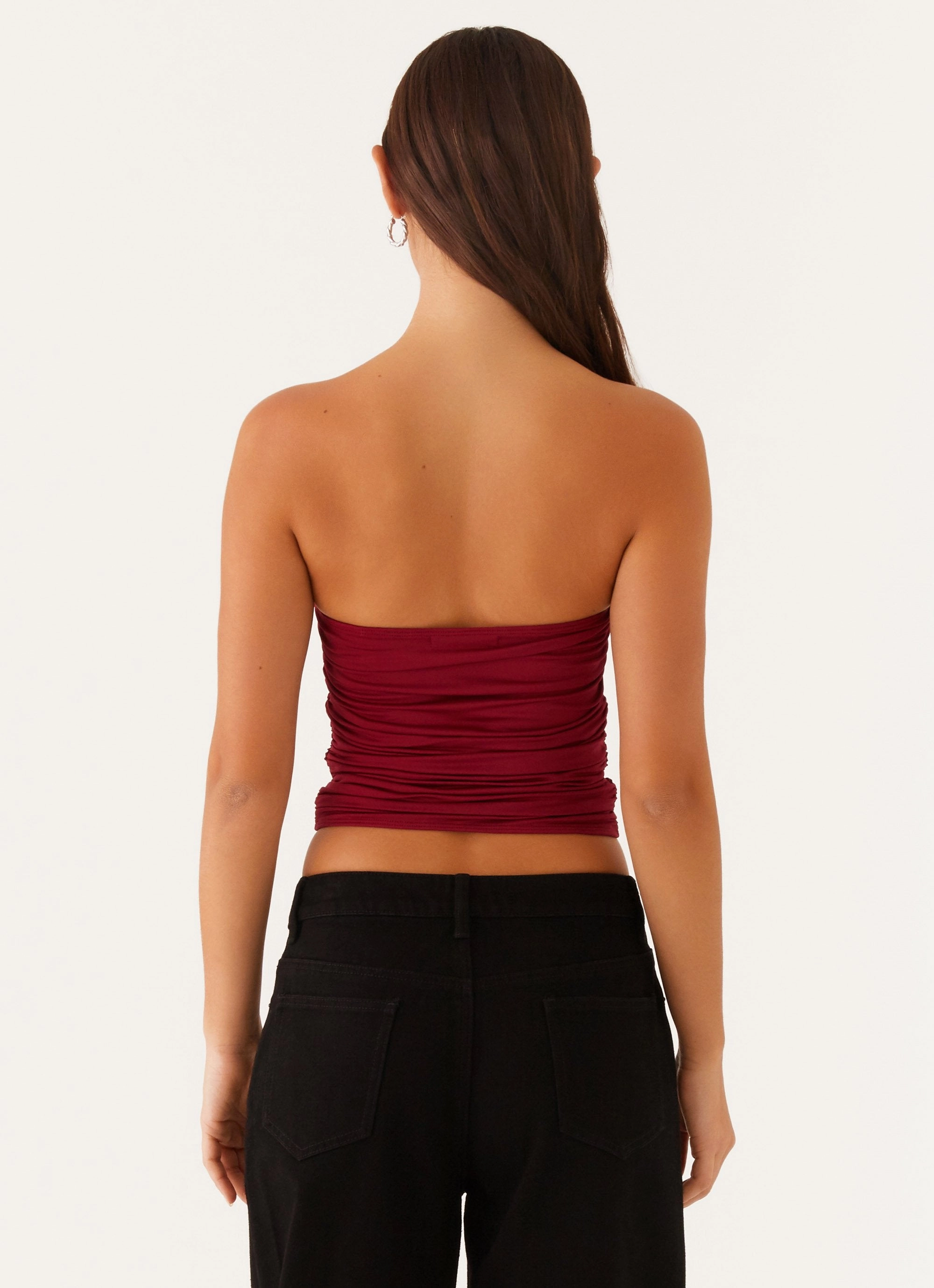 Rudy Tube Top - Maroon Ribbed Hem Finish