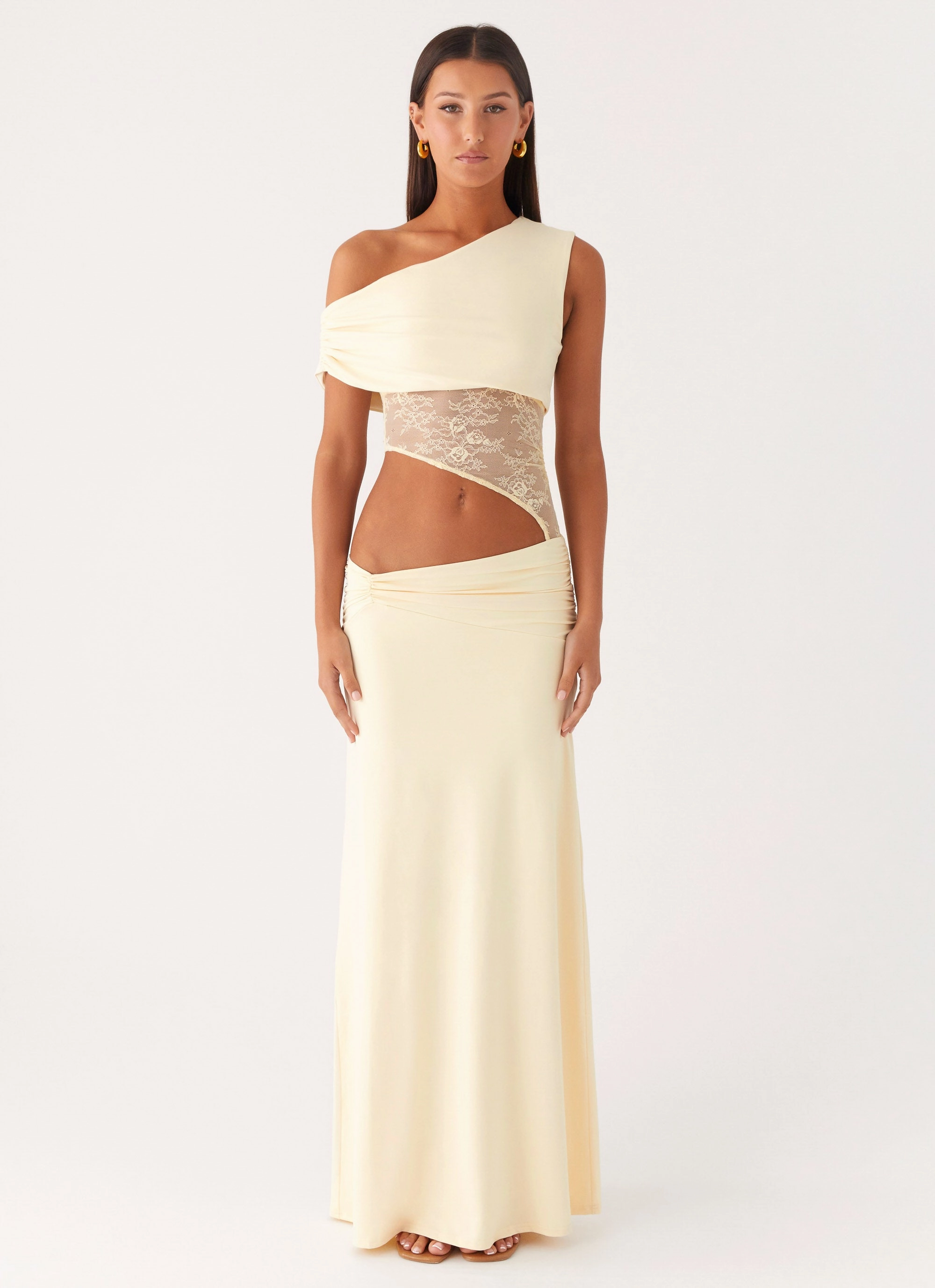 Autumn-Season Gentle Shine Love Motion Maxi Dress - Lemon