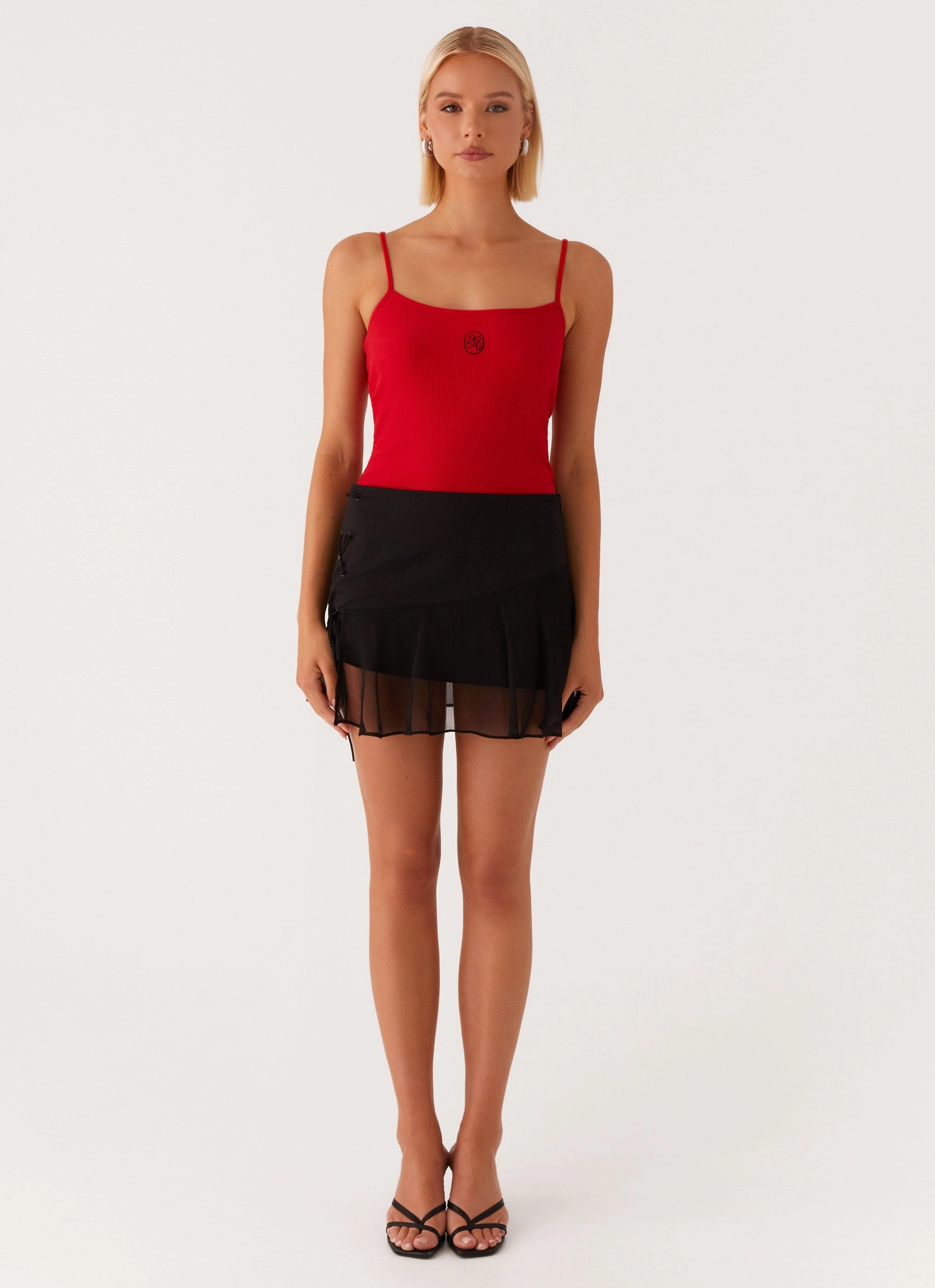 Denim style Casual Comfort Siobhan Tie Side Mini Skirt - Black