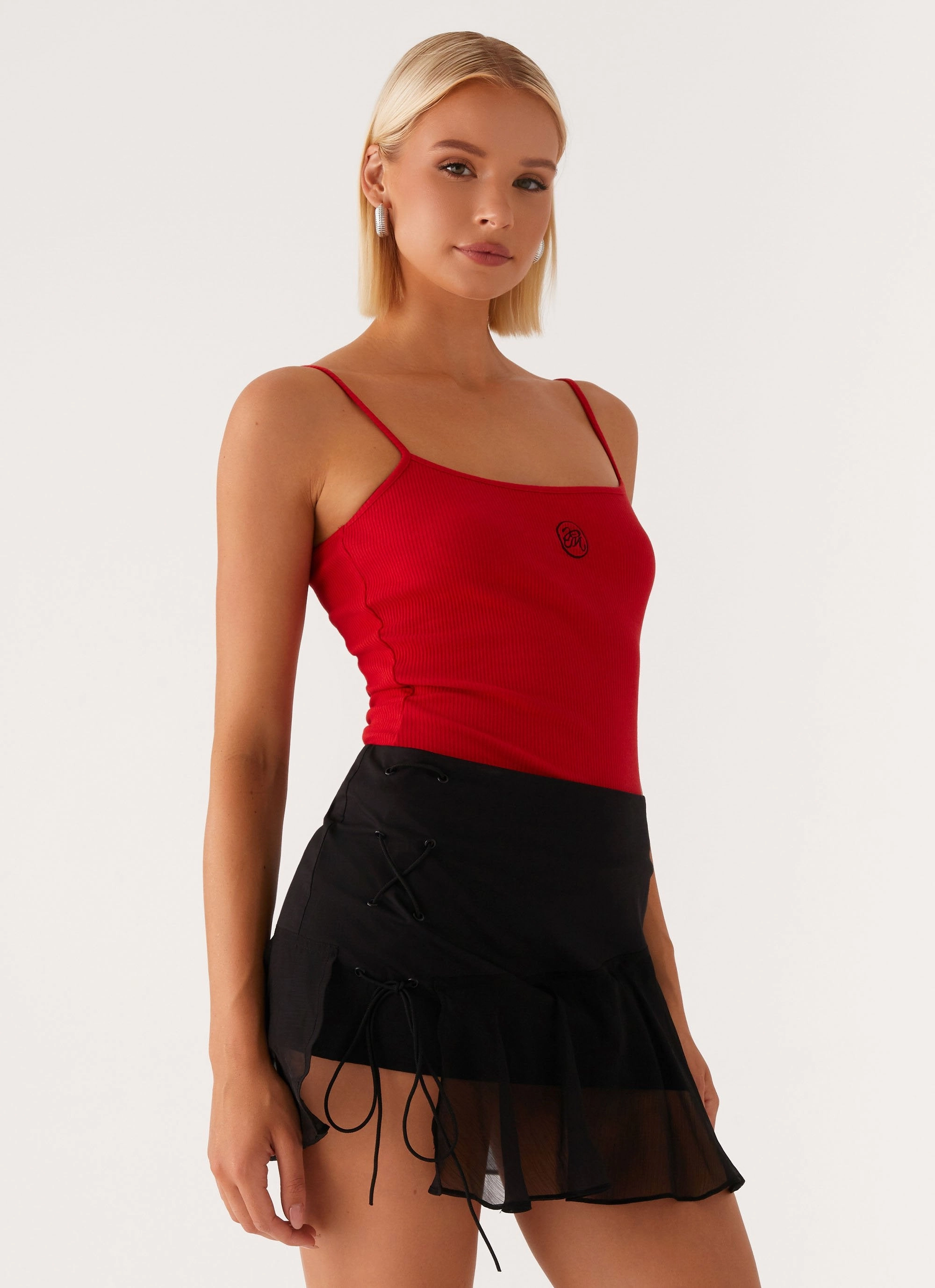 Siobhan Tie Side Mini Skirt - Black Neat Mood Wrap Front