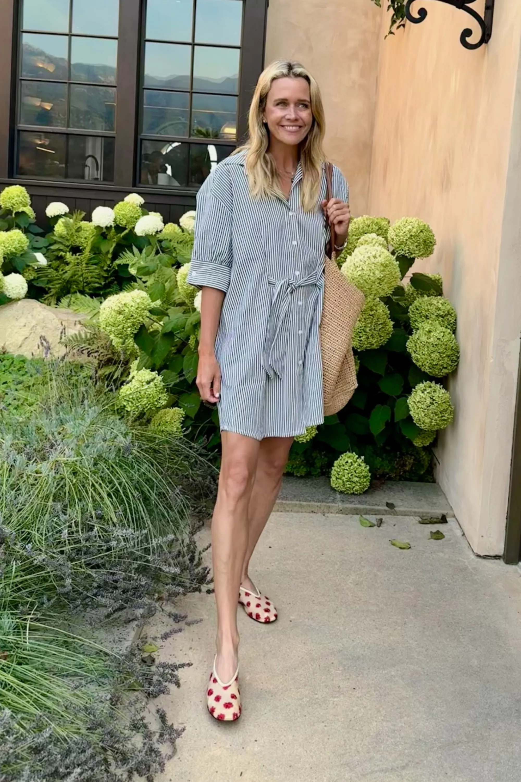 MASONS DAUGHTER | Anna Dress, Navy Striped Seersucker SturdyBeltLoops Ultra Soft Texture