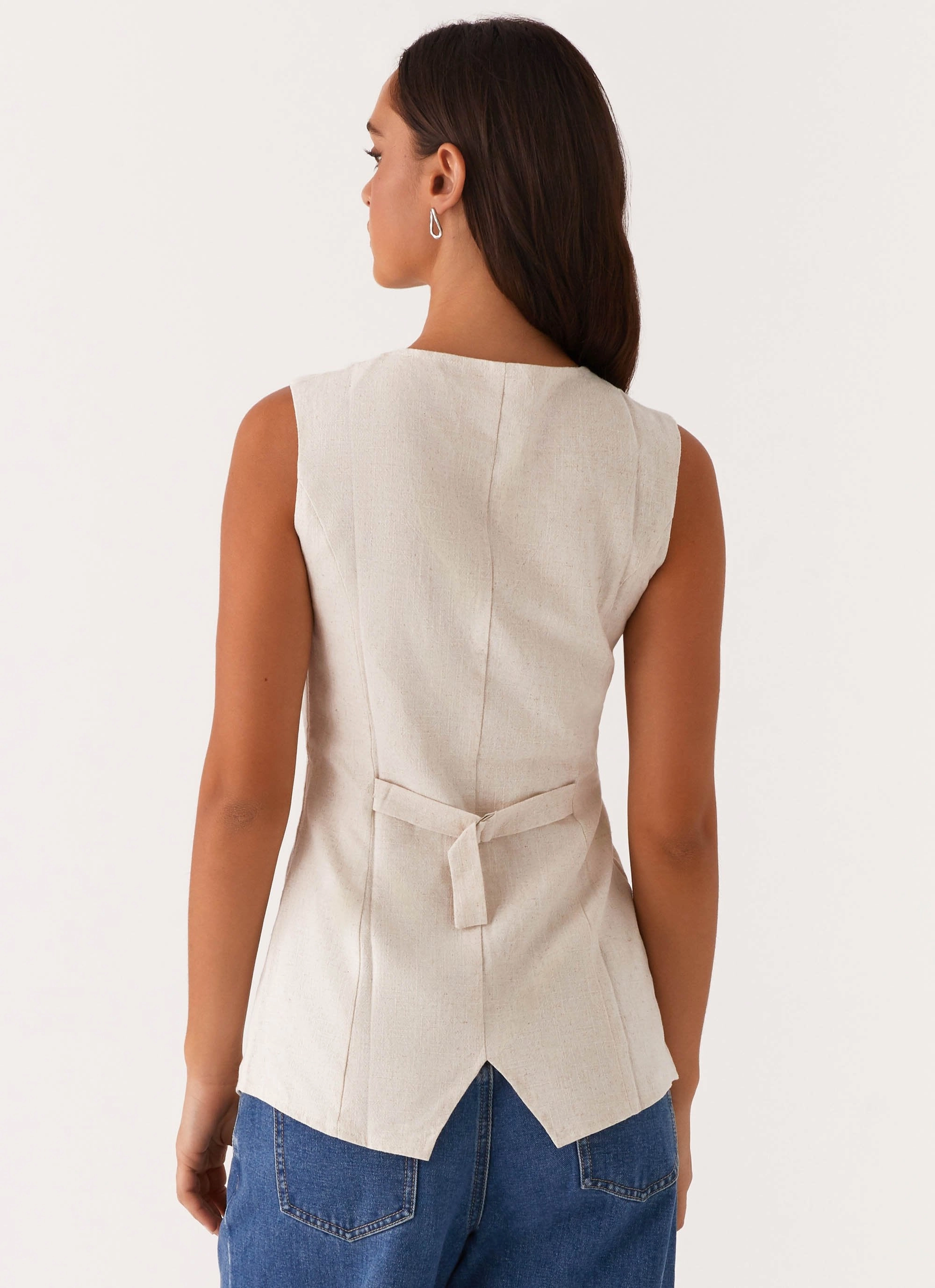 PreShrunkFabric Soft Touch Runaway Button Tie Vest - Oatmeal