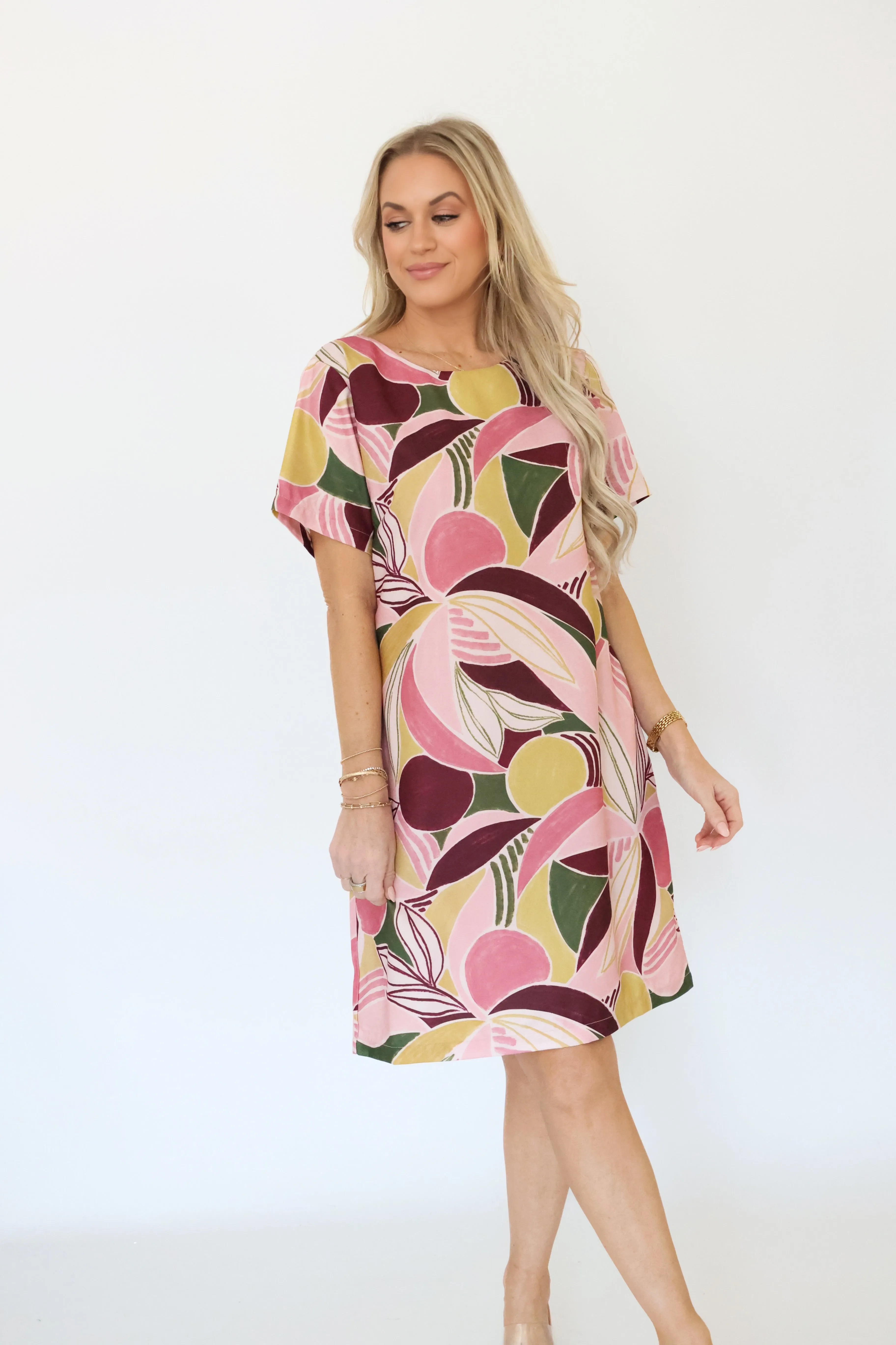 Fitted waist Running For Office Dress- Pink