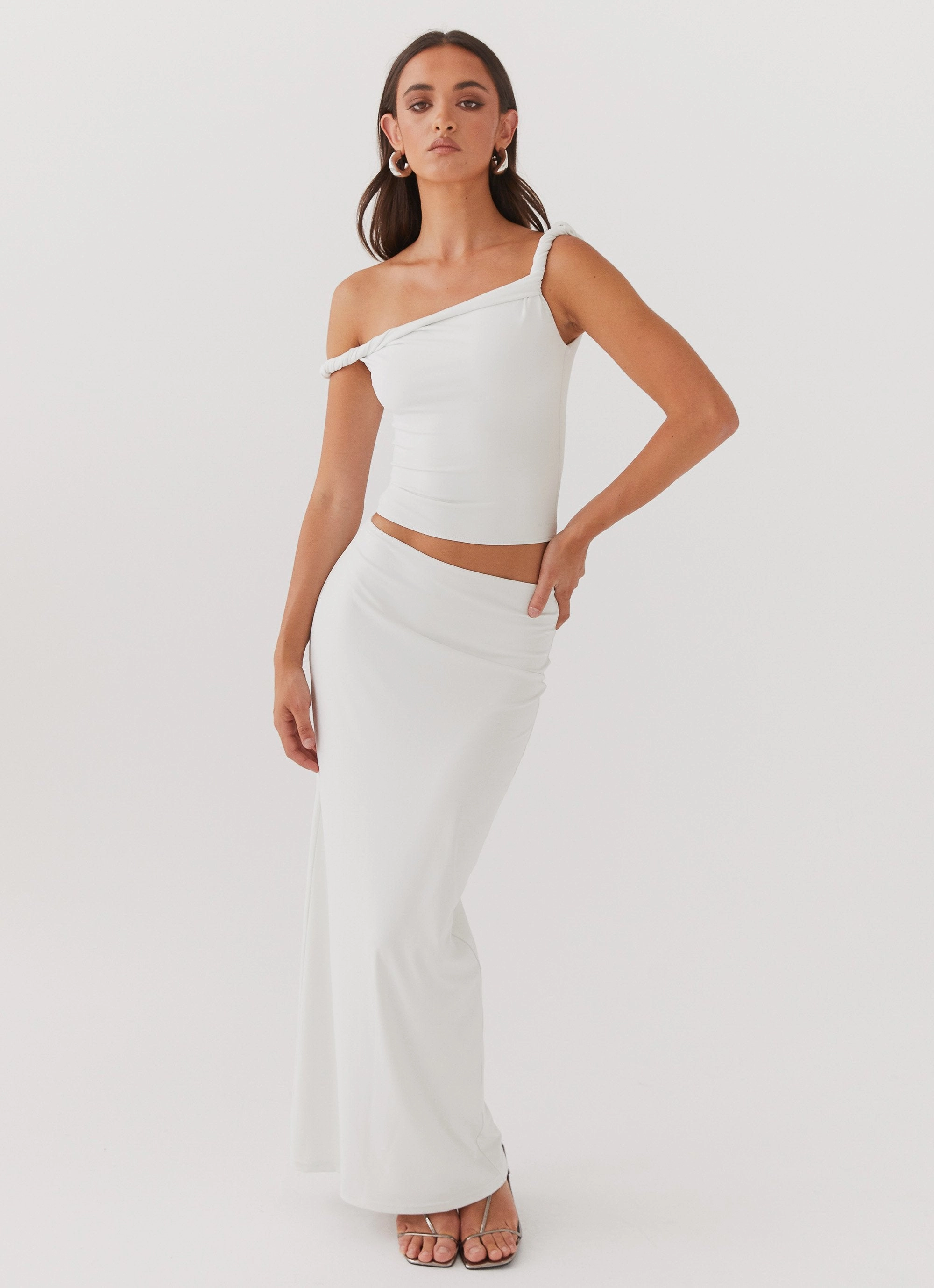 Solace Soul Maxi Skirt - Ivory Non Slip Waist Relaxed Style