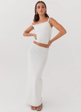 Sheer Overlay Solace Soul Maxi Skirt - Ivory