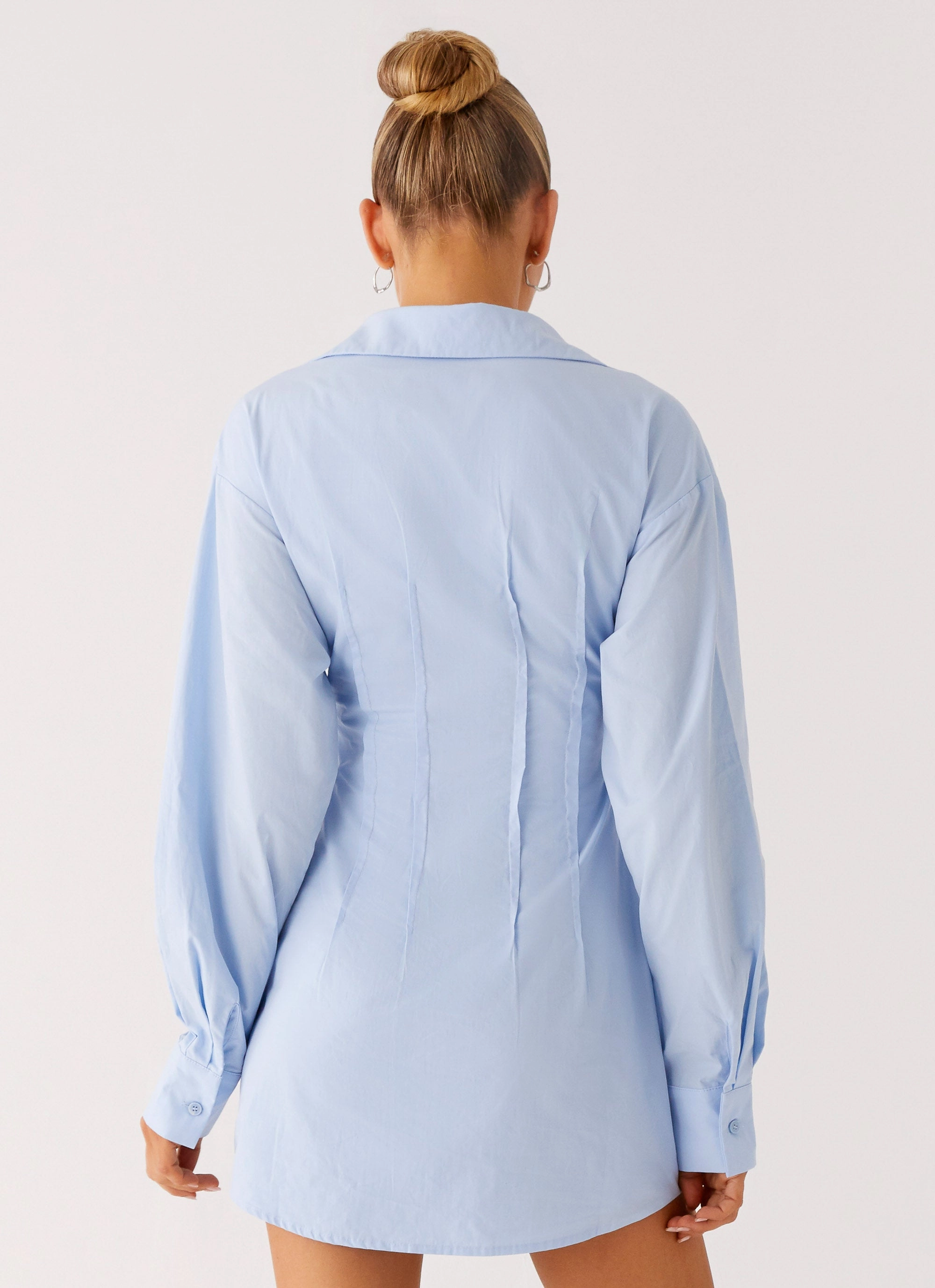 Cozy And Stylish Easy Vibe Clancy Mini Shirt Dress - Blue