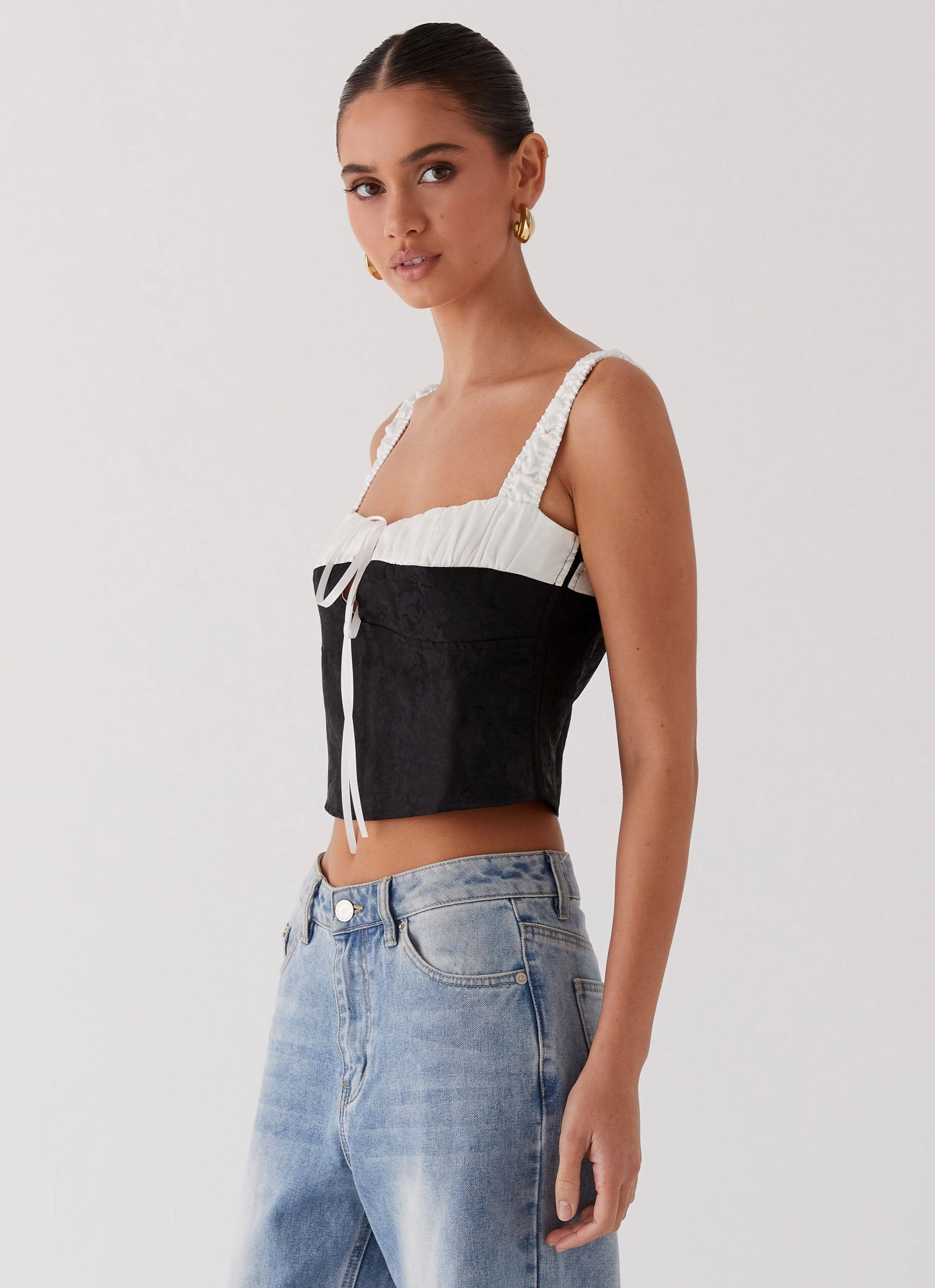 Ryder Bustier Top - Black Sporty Top VNeckline