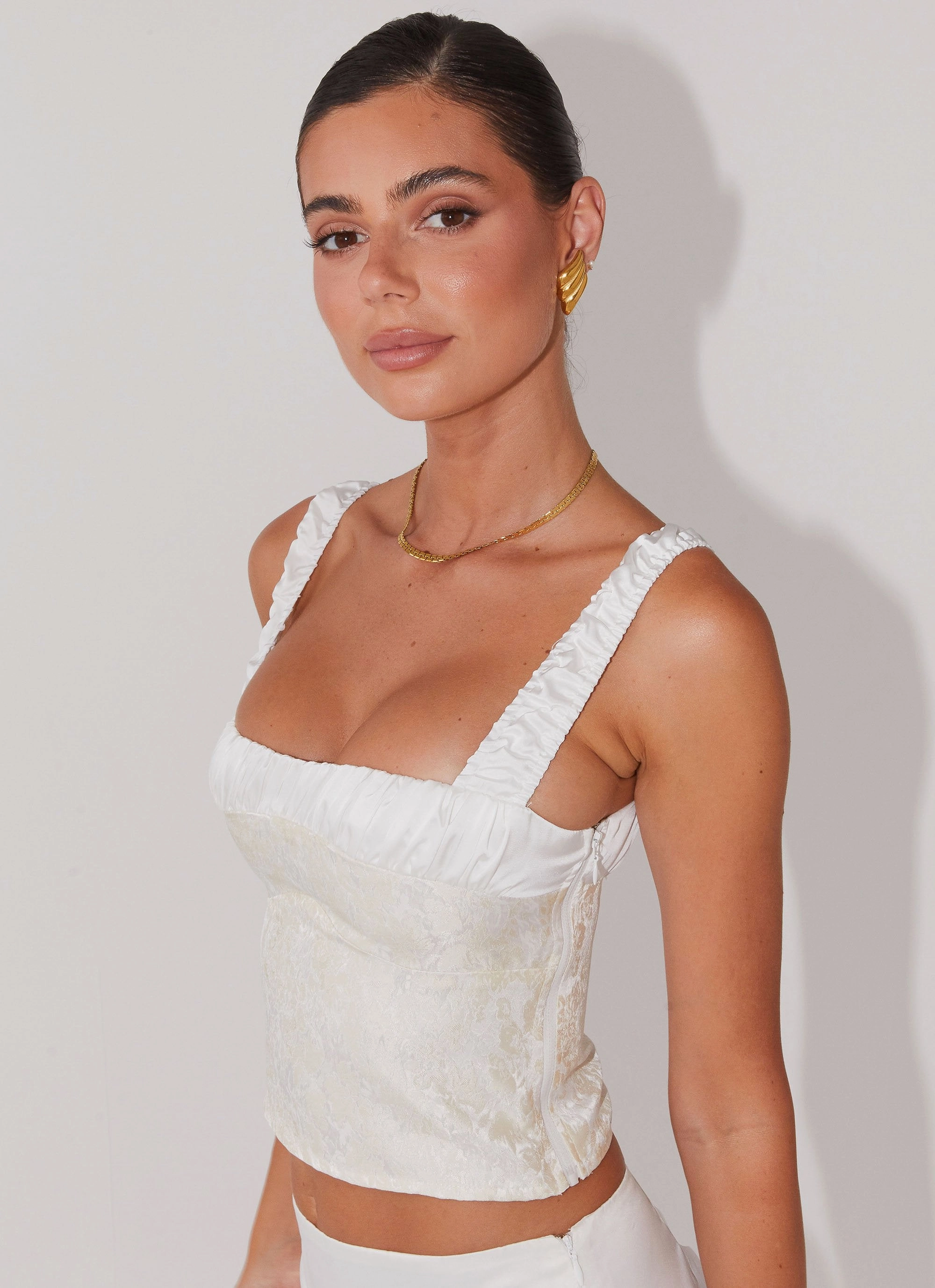 Softly Structured Style Upgrade Ryder Bustier Top - Ivory Sky