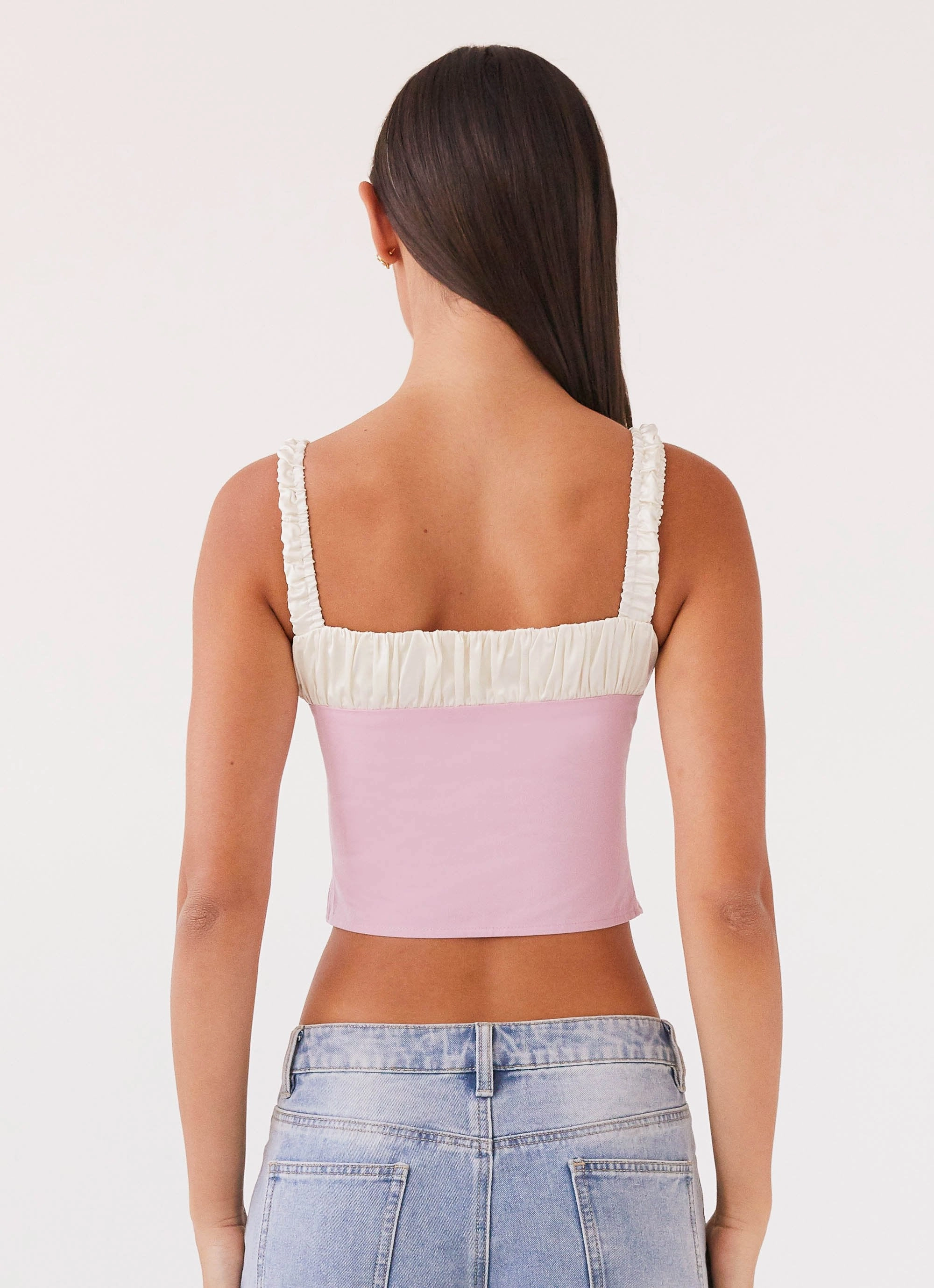 Drop Shoulder Silhouette Ryder Bustier Top - Pink