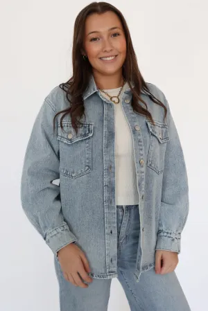 ElasticCuffs Flexible Material Ryle Denim Shacket