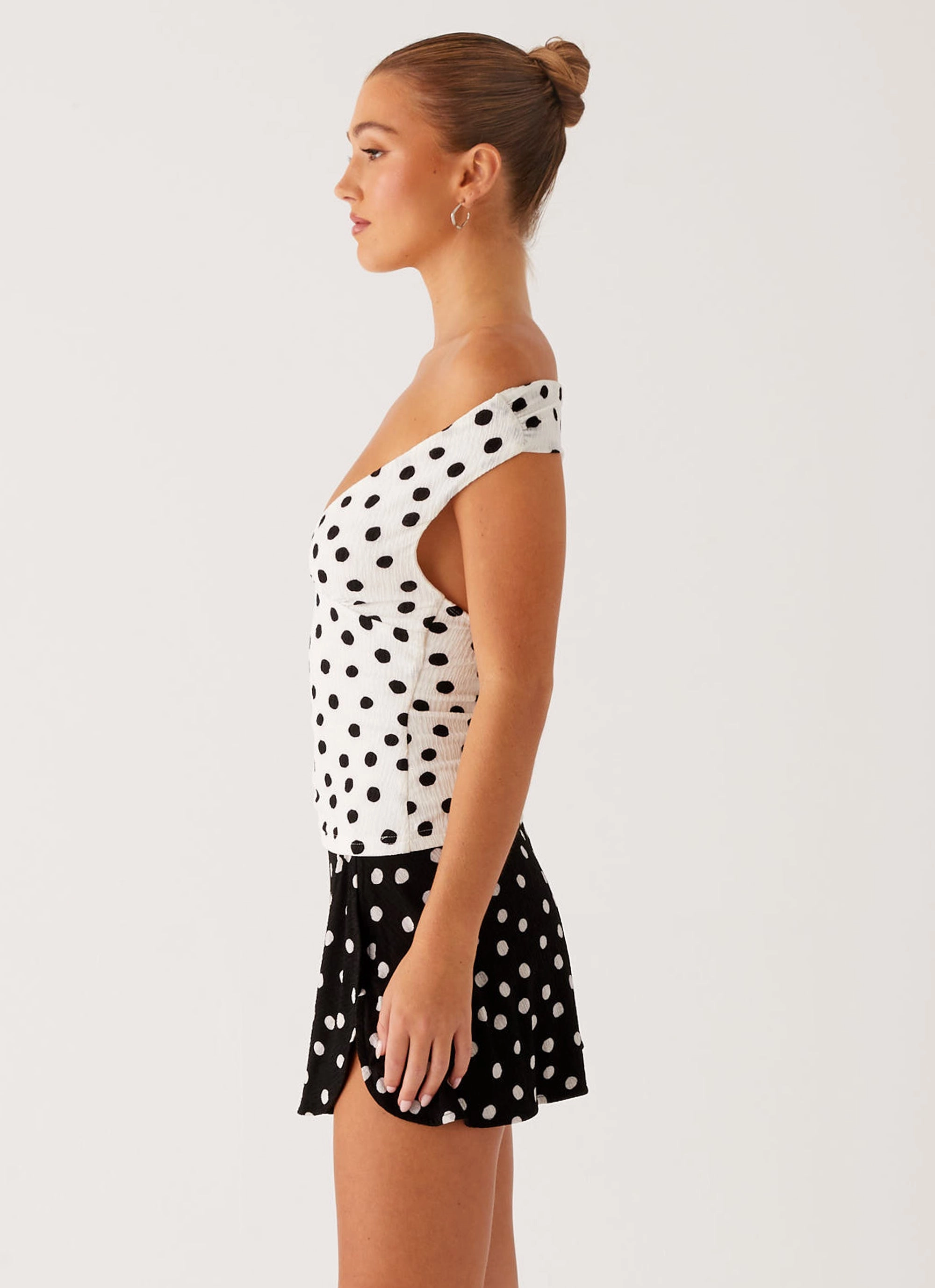 Tailored Silhouette Rylie Top - White Polka Dot