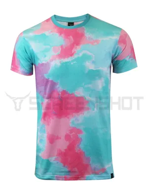 S11012-TIE DYE PRINT T-SHIRTS (TEAL)